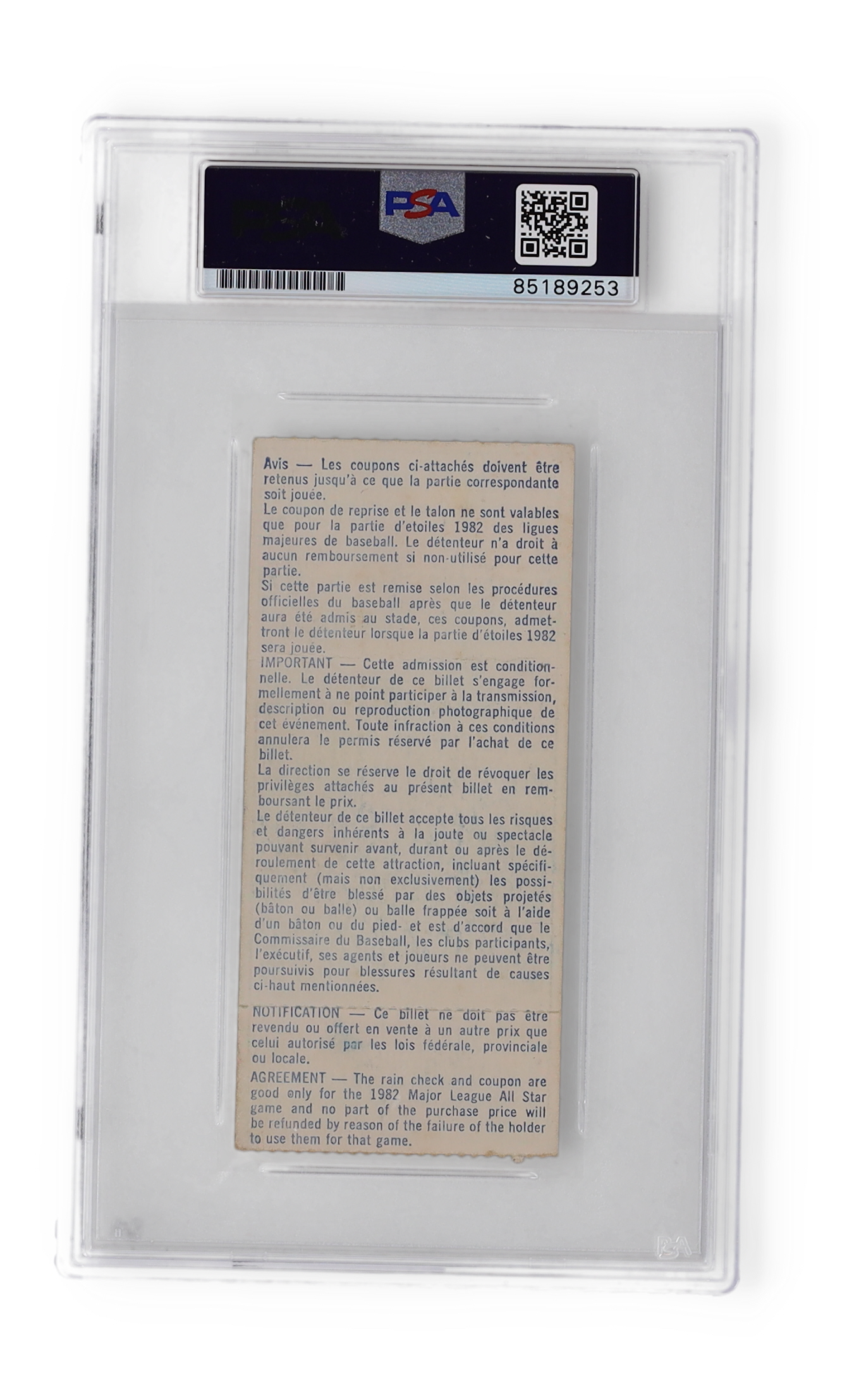 Cal Ripken Jr. Signed 1982 All-Star Game Ticket (PSA | Auto Grade 10) at PristineAuction.com Cal Ripken Jr. Signed 1982 All-Star Game Ticket (PSA | Auto Grade 10) at PristineAuction.com