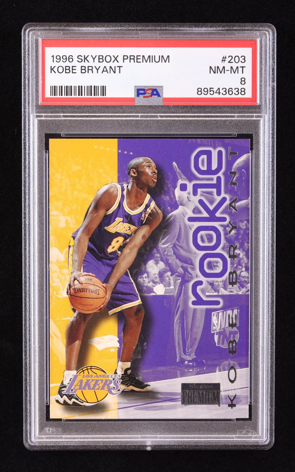 Kobe Bryant 1996-97 SkyBox Premium #203 ROO RC (PSA 8) at PristineAuction.com Kobe Bryant 1996-97 SkyBox Premium #203 ROO RC (PSA 8) at PristineAuction.com