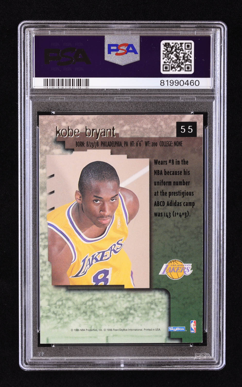Kobe Bryant 1996-97 SkyBox Premium #55 RC (PSA 8) at PristineAuction.com Kobe Bryant 1996-97 SkyBox Premium #55 RC (PSA 8) at PristineAuction.com