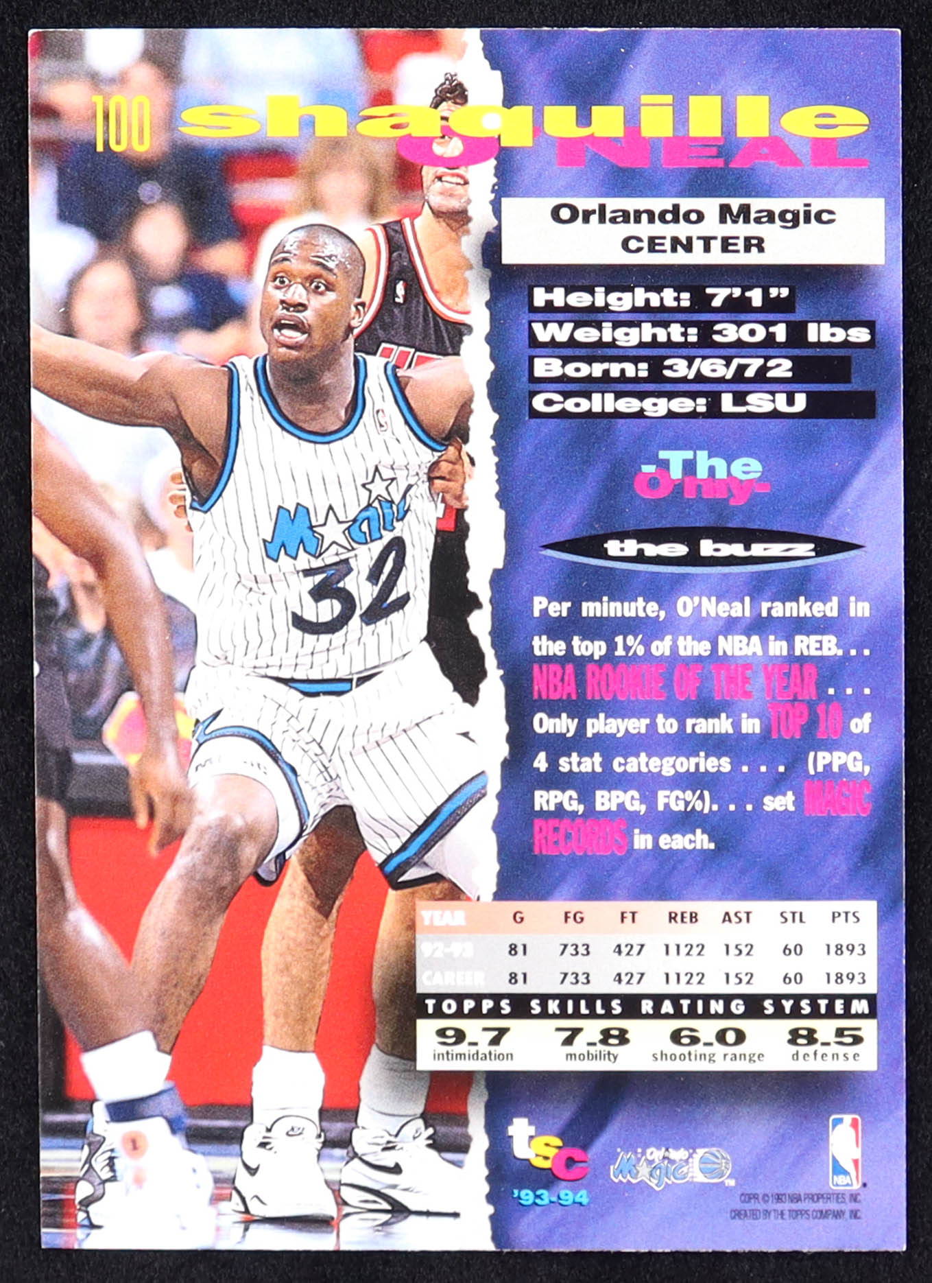 Shaquille O'Neal 1993-94 Stadium Club #100 at PristineAuction.com Shaquille O'Neal 1993-94 Stadium Club #100 at PristineAuction.com
