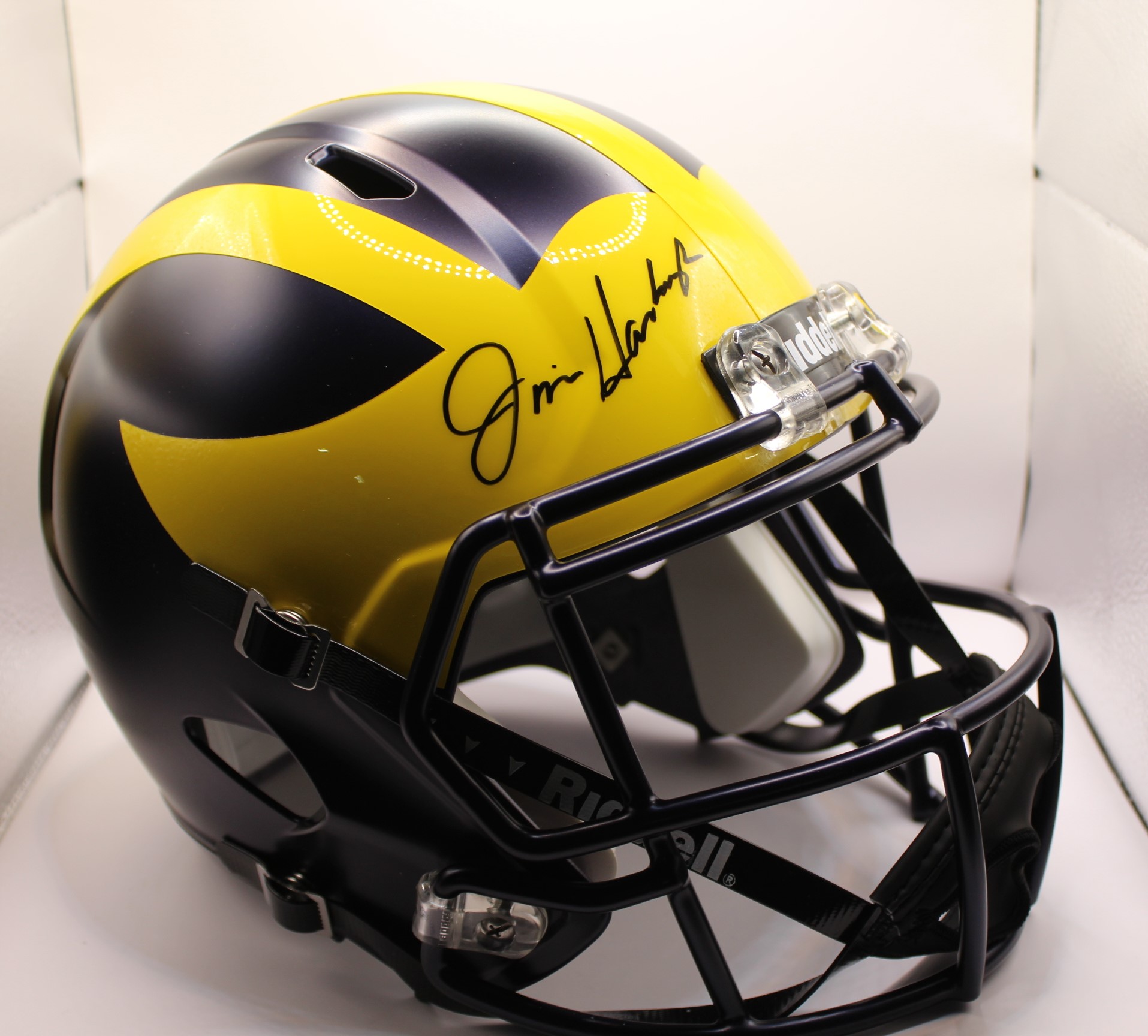 Jim Harbaugh Signed Michigan Wolverines Full Size Speed Helmet (Fanatics) at PristineAuction.com Jim Harbaugh Signed Michigan Wolverines Full Size Speed Helmet (Fanatics) at PristineAuction.com
