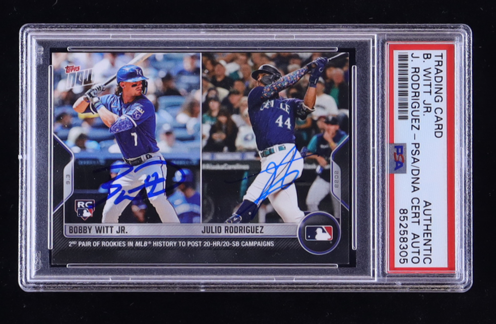 Bobby Witt Jr. & Julio Rodriguez Signed 2022 Topps Now #833 RC (PSA) at PristineAuction.com Bobby Witt Jr. & Julio Rodriguez Signed 2022 Topps Now #833 RC (PSA) at PristineAuction.com