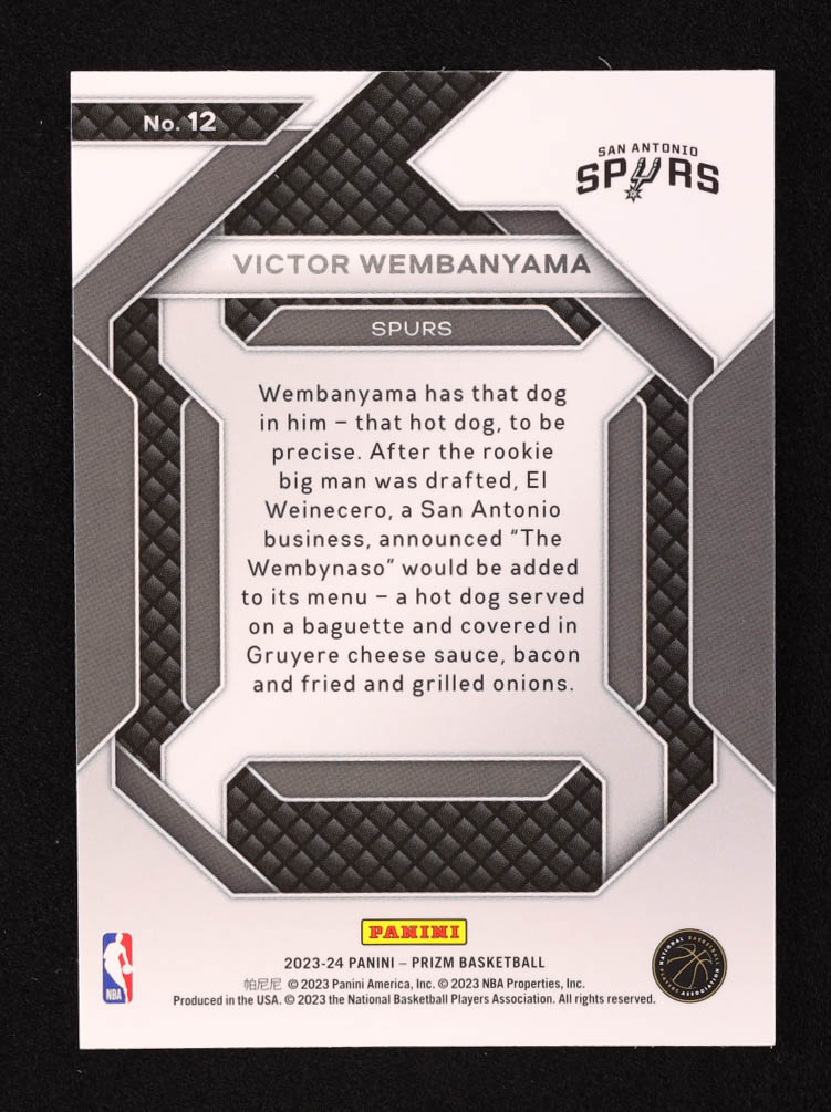 Victor Wembanyama 2023-24 Panini Prizm Emergent #12 RC at PristineAuction.com Victor Wembanyama 2023-24 Panini Prizm Emergent #12 RC at PristineAuction.com