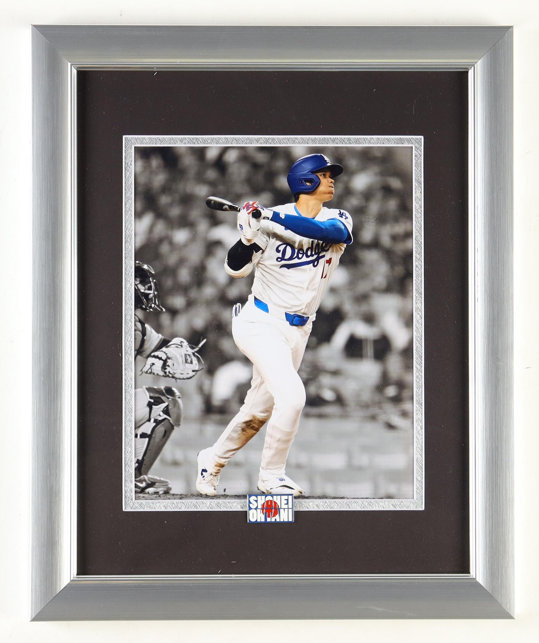 Shohei Ohtani Dodgers Custom Framed Photo with Ohtani Japanese Flag Pin at PristineAuction.com Shohei Ohtani Dodgers Custom Framed Photo with Ohtani Japanese Flag Pin at PristineAuction.com