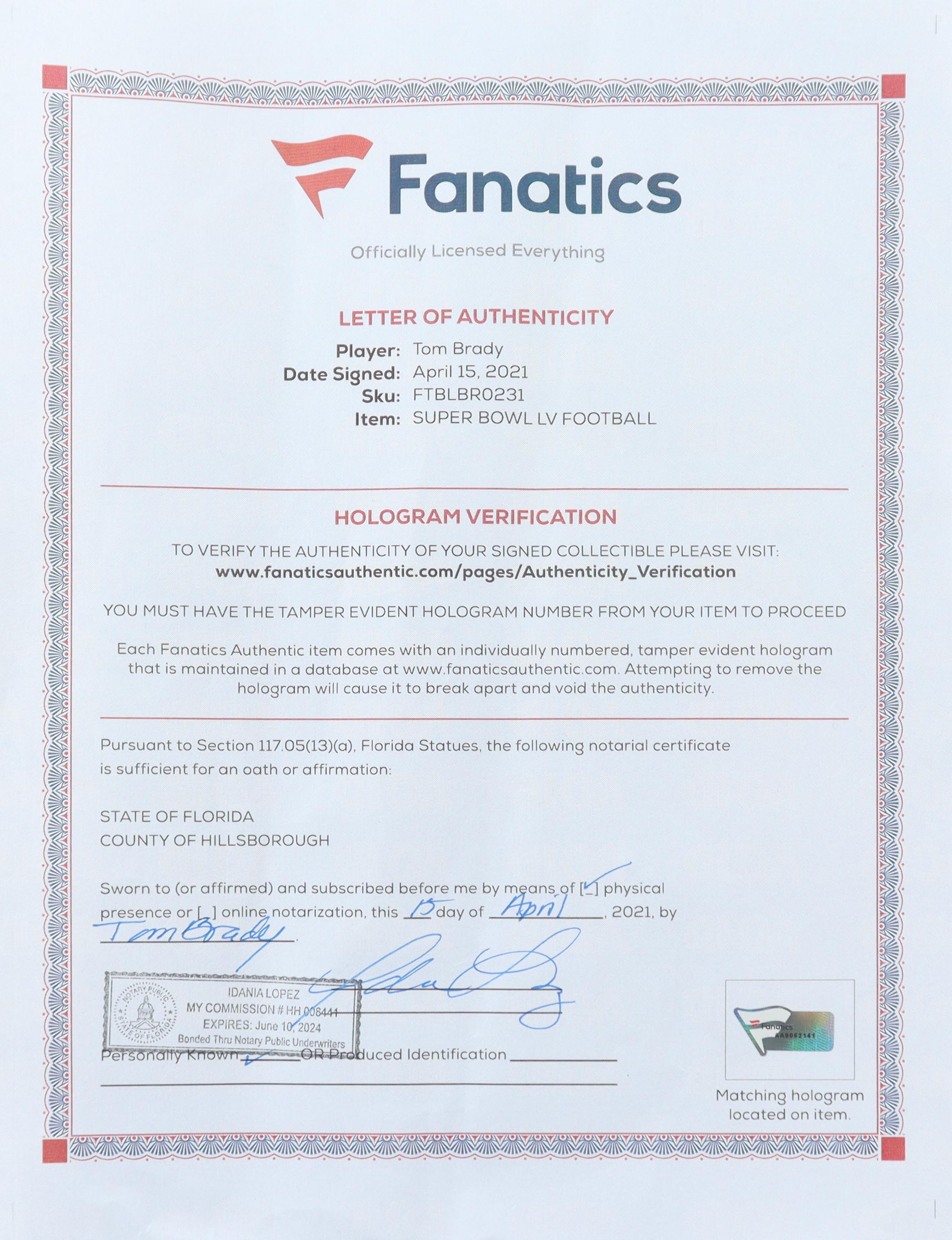 Tom Brady Signed Official Super Bowl LV Game Ball (Fanatics) at PristineAuction.com Tom Brady Signed Official Super Bowl LV Game Ball (Fanatics) at PristineAuction.com