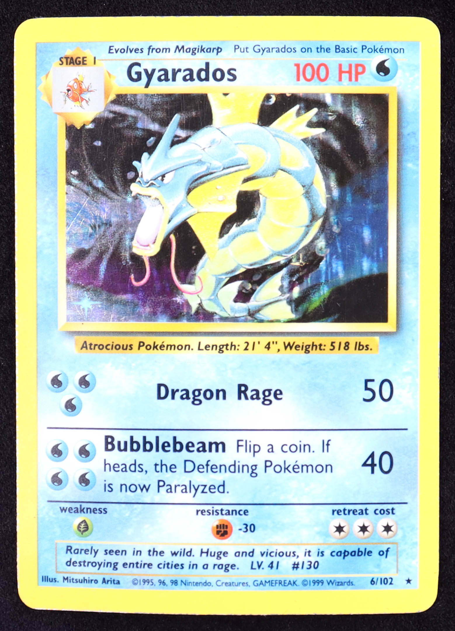 Gyarados 1999 Pokemon Base Unlimited #6 Holo at PristineAuction.com Gyarados 1999 Pokemon Base Unlimited #6 Holo at PristineAuction.com