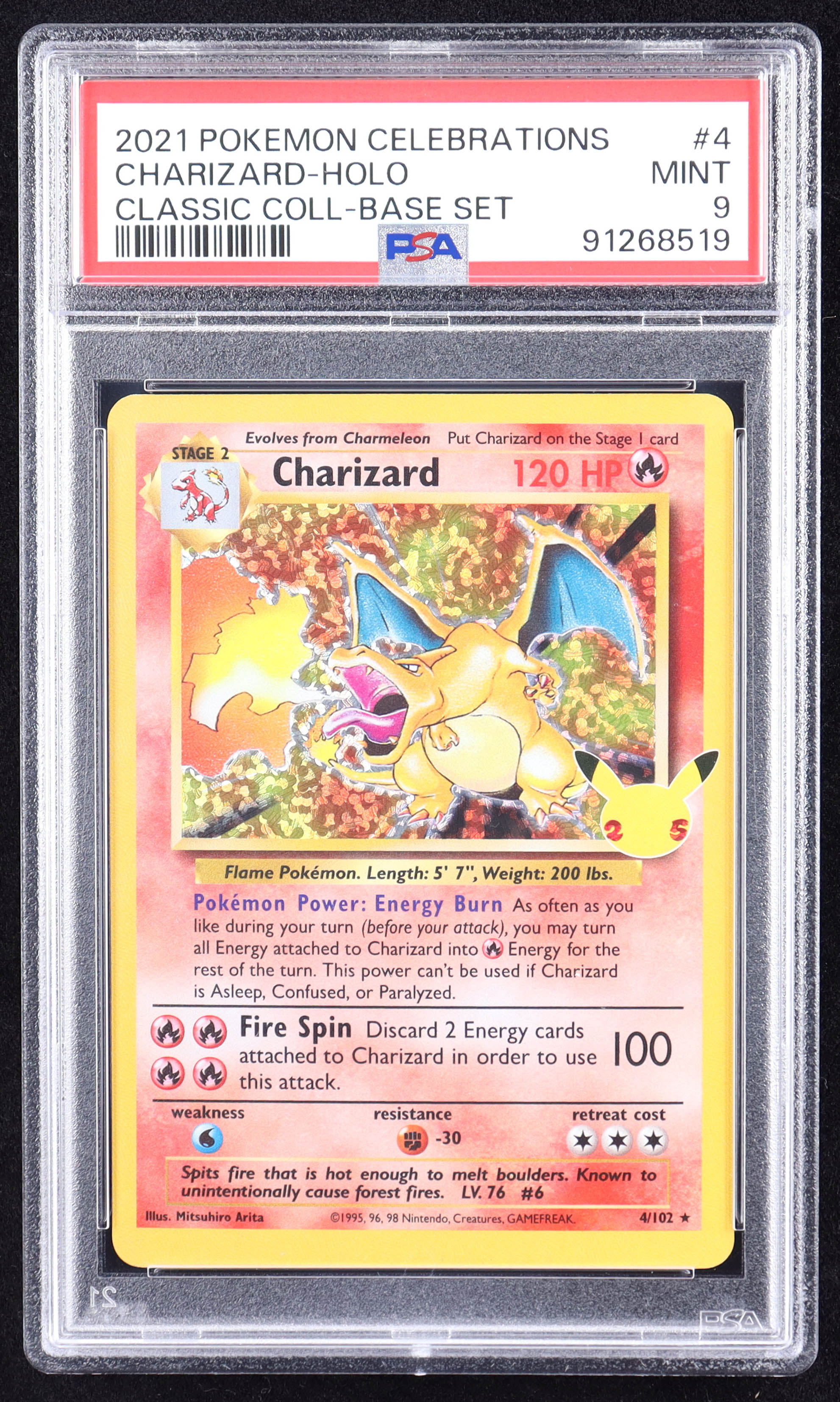 Charizard 2021 Pokemon Celebrations Classic Collection Confetti Holofoil #4 Holo (PSA 9) at PristineAuction.com Charizard 2021 Pokemon Celebrations Classic Collection Confetti Holofoil #4 Holo (PSA 9) at PristineAuction.com