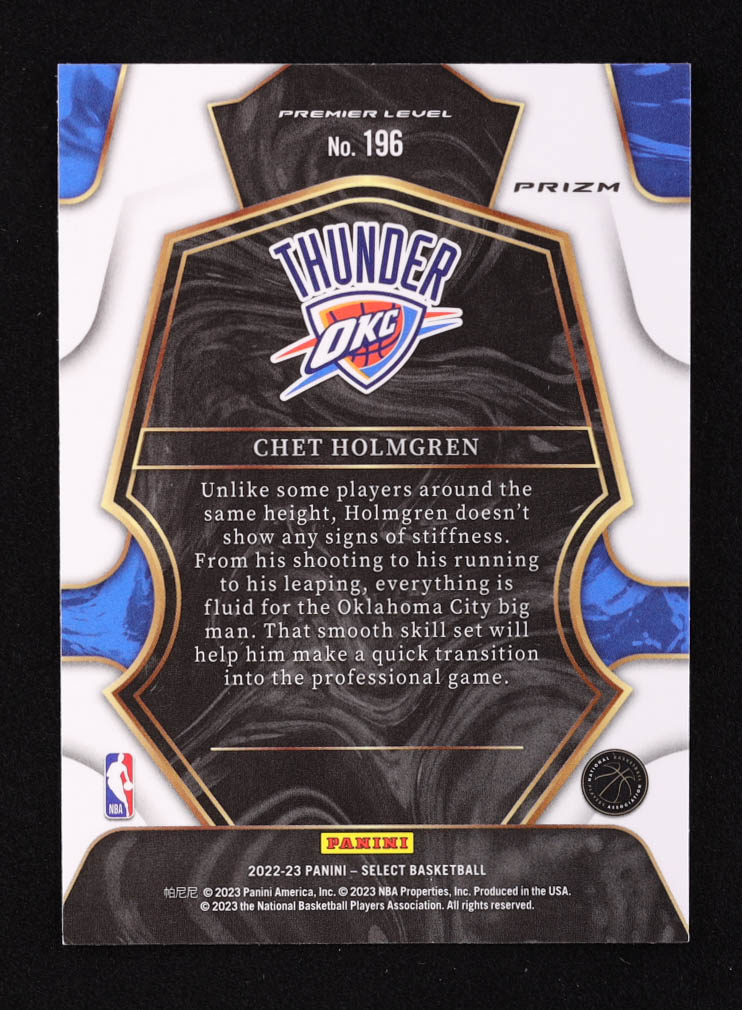 Chet Holmgren 2022-23 Select Prizms Silver #196 RC at PristineAuction.com Chet Holmgren 2022-23 Select Prizms Silver #196 RC at PristineAuction.com