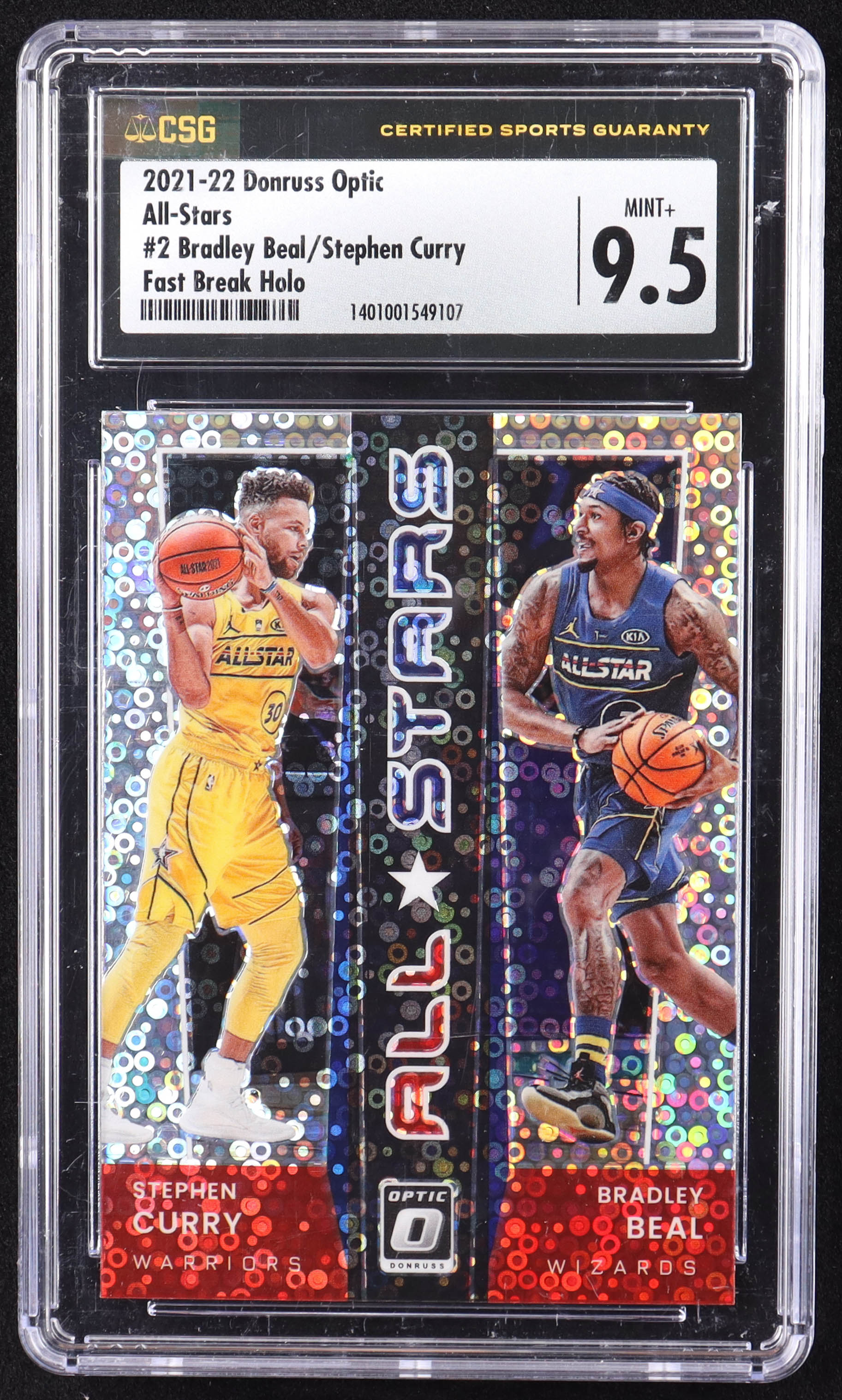 Bradley Beal / Stephen Curry 2021-22 Donruss Optic All-Stars Holo Fast Break #2 (CSG 9.5) at PristineAuction.com Bradley Beal / Stephen Curry 2021-22 Donruss Optic All-Stars Holo Fast Break #2 (CSG 9.5) at PristineAuction.com
