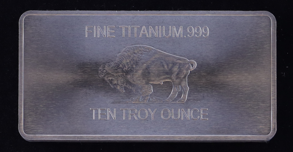 Ten Troy Ounce "Buffalo" .999 Fine Titanium Bullion Bar at PristineAuction.com Ten Troy Ounce "Buffalo" .999 Fine Titanium Bullion Bar at PristineAuction.com