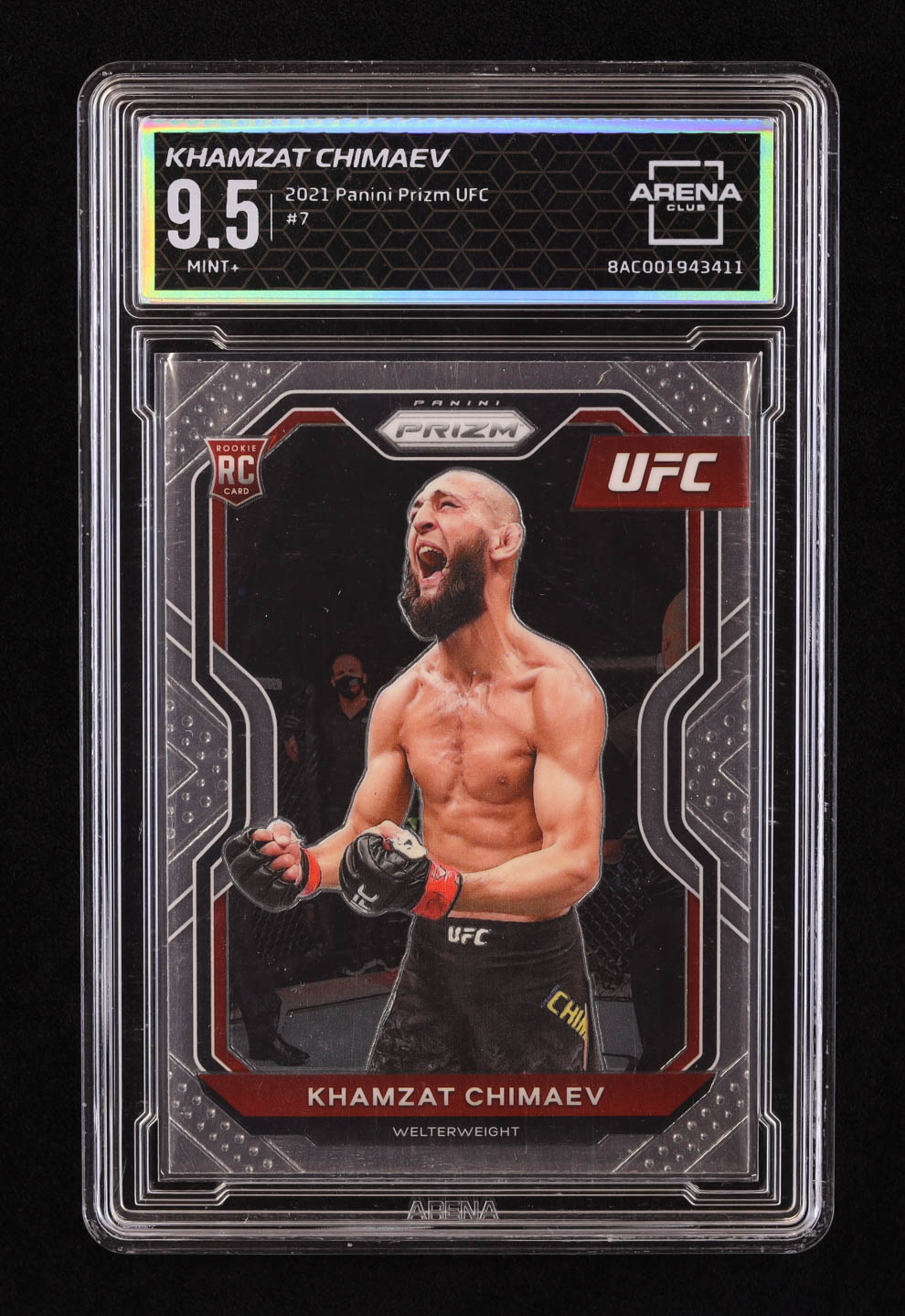 Khamzat Chimaev 2021 Panini Prizm UFC #7 RC (Arena 9.5) at PristineAuction.com Khamzat Chimaev 2021 Panini Prizm UFC #7 RC (Arena 9.5) at PristineAuction.com
