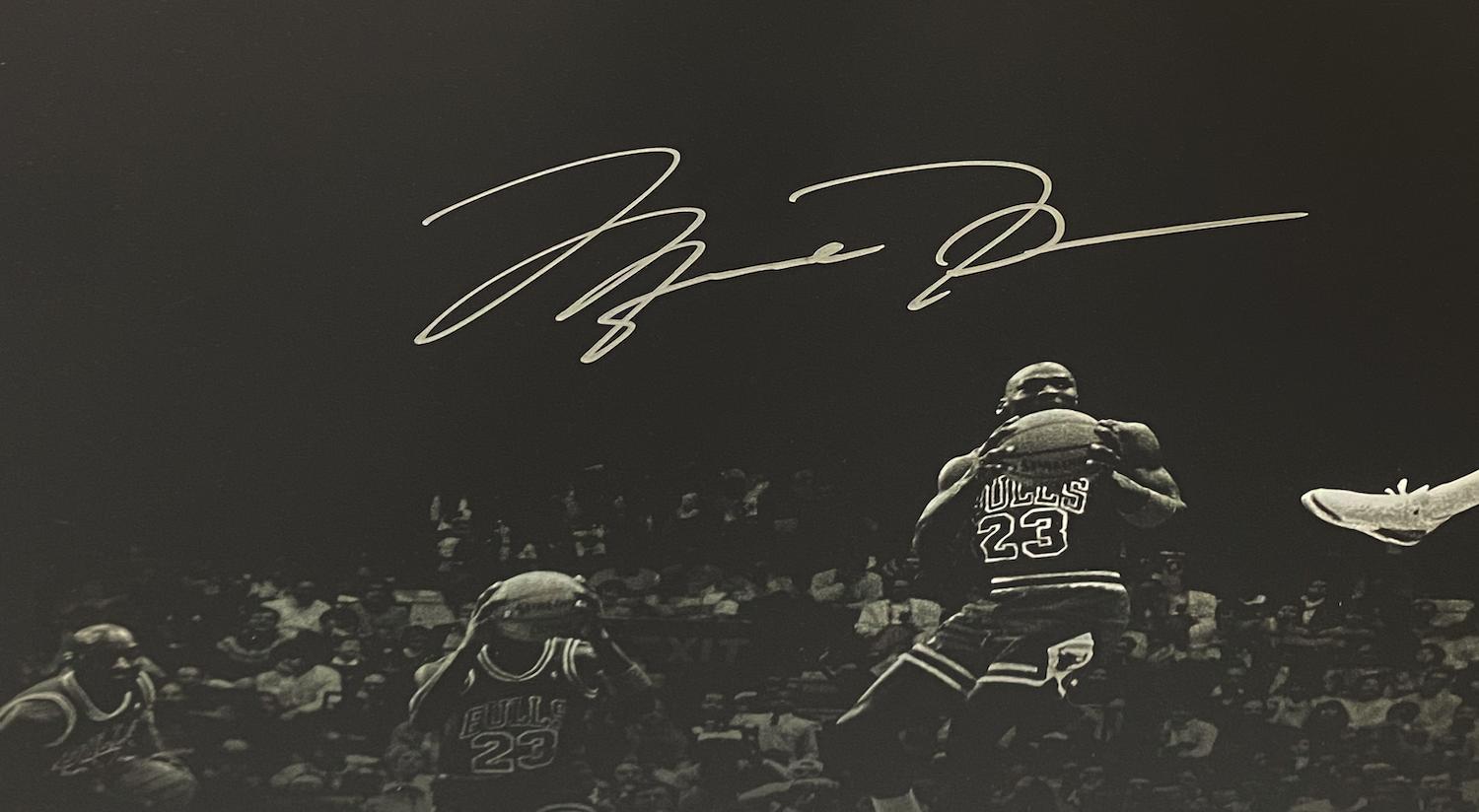 Michael Jordan Signed "Kiss Rim 180" LE Custom Framed Photo (UDA) at PristineAuction.com Michael Jordan Signed "Kiss Rim 180" LE Custom Framed Photo (UDA) at PristineAuction.com