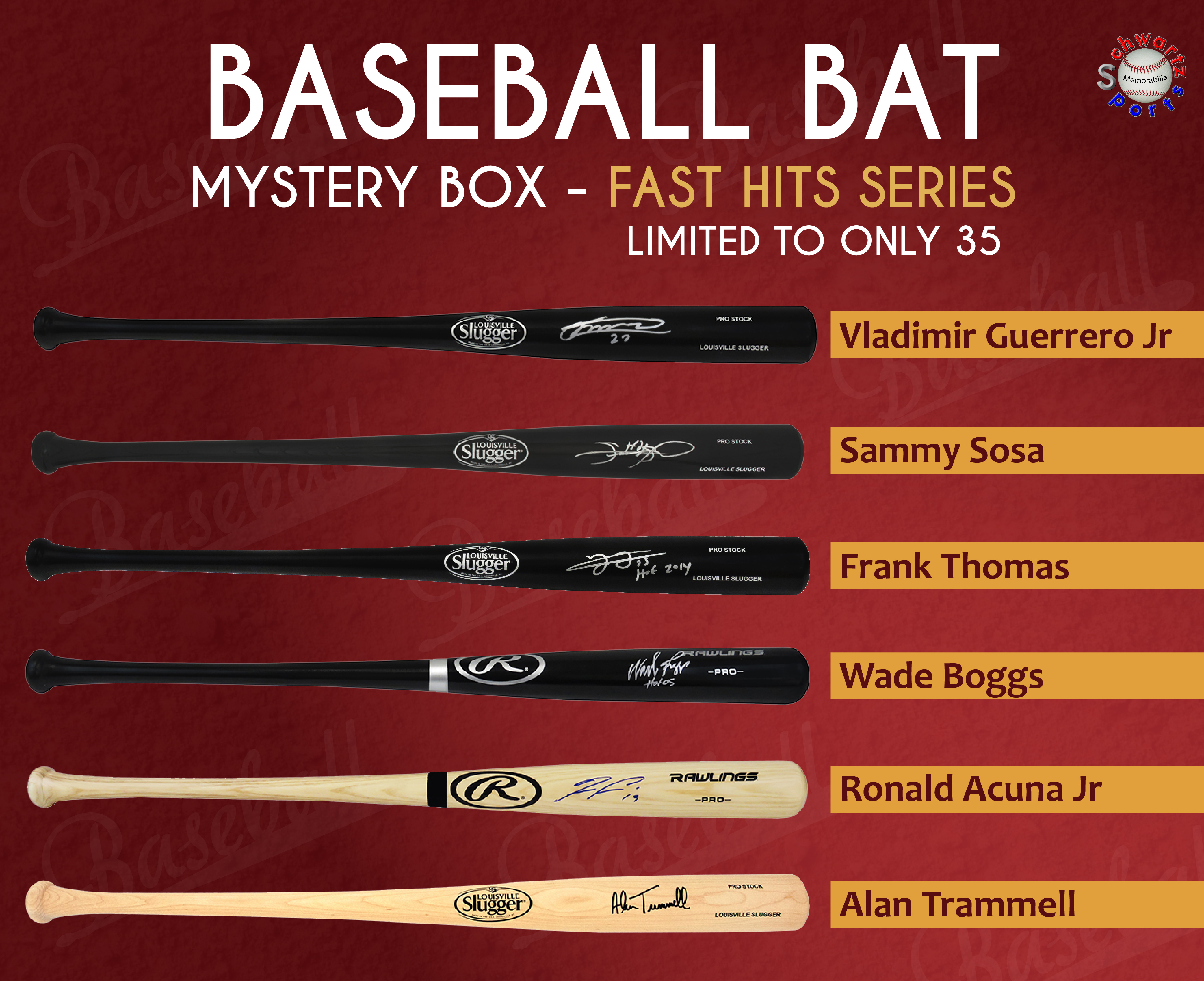Baseball Bat Signed Mystery Box – FAST HITS Series 1 (Limited to 35) – Schwartz Sports at PristineAuction.com Baseball Bat Signed Mystery Box – FAST HITS Series 1 (Limited to 35) – Schwartz Sports at PristineAuction.com