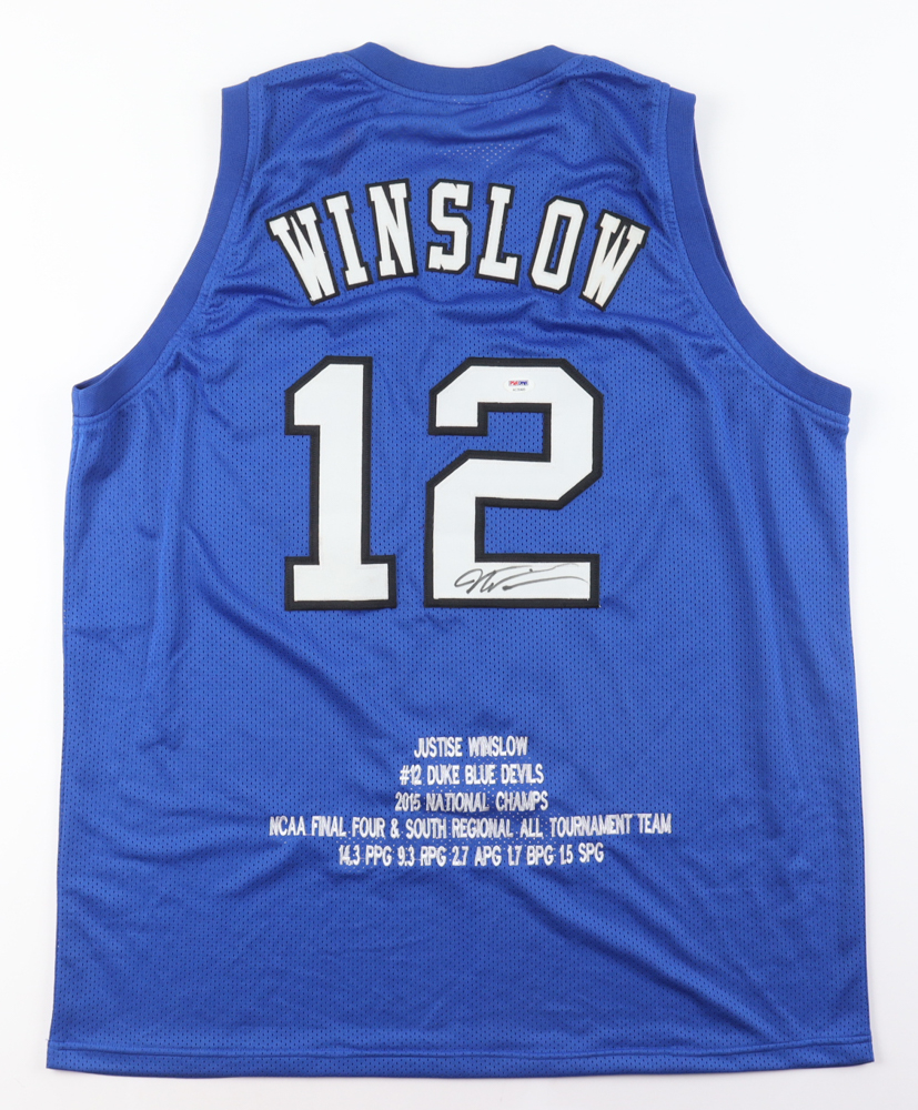 Justise Winslow Signed Career Highlight Stat Jersey (PSA) at PristineAuction.com Justise Winslow Signed Career Highlight Stat Jersey (PSA) at PristineAuction.com