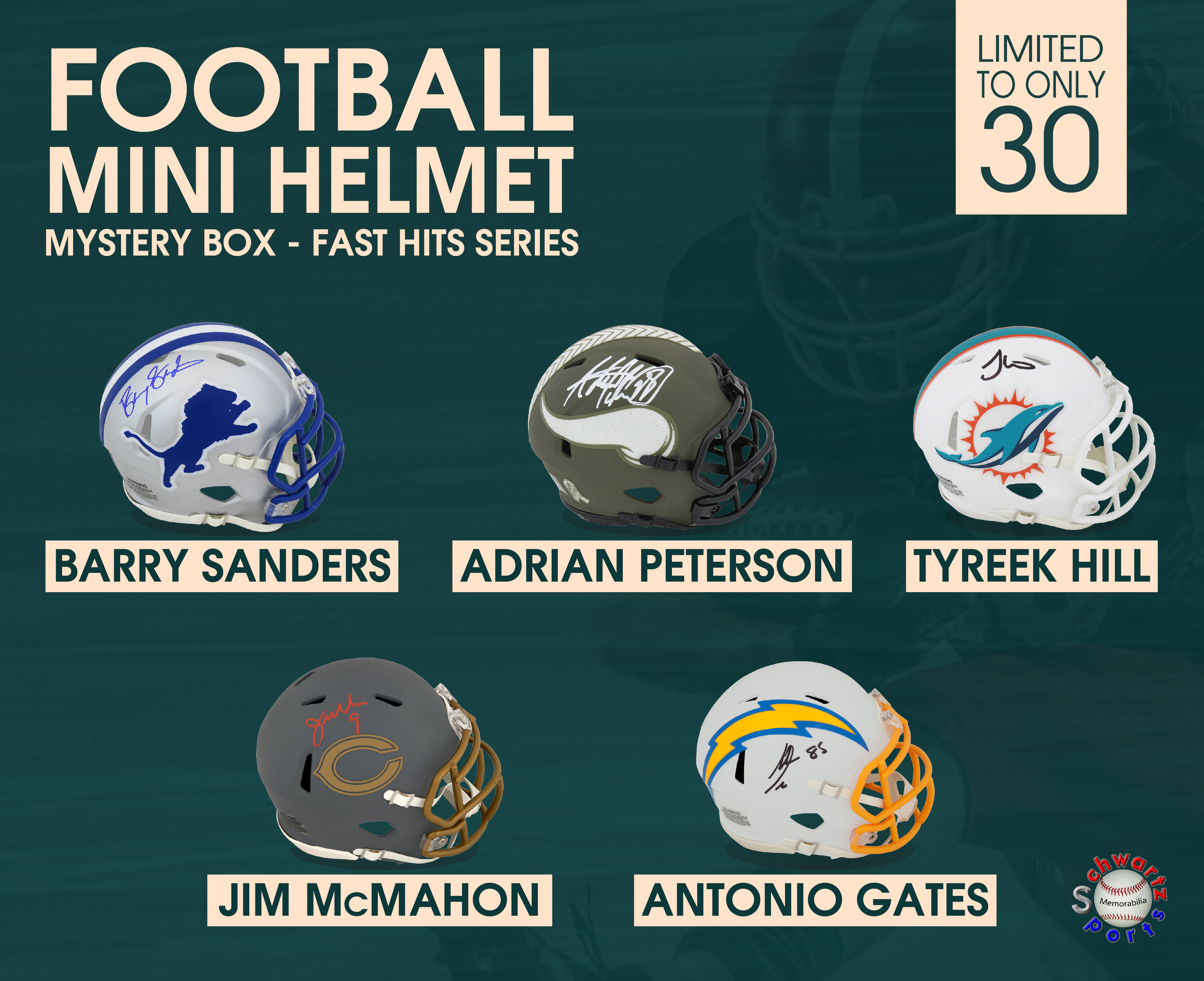 FOOTBALL MINI HELMET Signed Mystery Box – FAST HITS Series 5 (Limited to 30) – Schwartz Sports at PristineAuction.com FOOTBALL MINI HELMET Signed Mystery Box – FAST HITS Series 5 (Limited to 30) – Schwartz Sports at PristineAuction.com