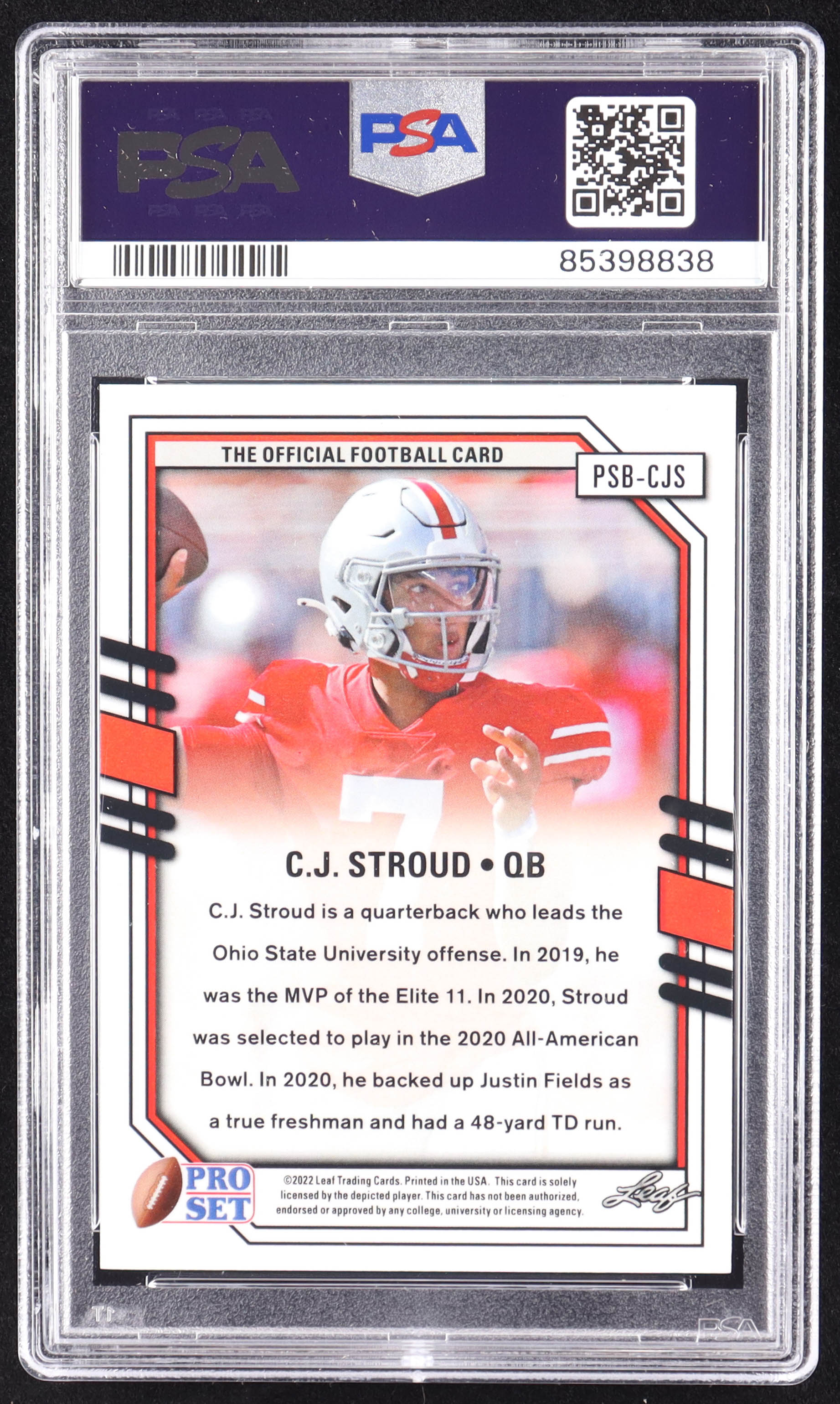 C.J. Stroud 2022 Leaf Pro Set Metal Draft Prospects Crystal Silver #PSBCJS RC (PSA 10) at PristineAuction.com C.J. Stroud 2022 Leaf Pro Set Metal Draft Prospects Crystal Silver #PSBCJS RC (PSA 10) at PristineAuction.com
