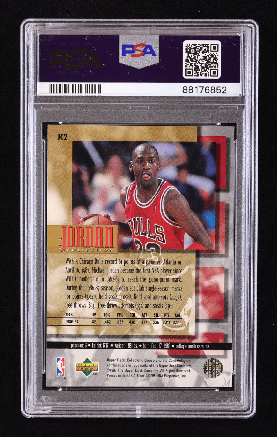 Michael Jordan 1995-96 Collector's Choice Jordan Collection #JC2 1986-87 3,000 Points (PSA 6) at PristineAuction.com Michael Jordan 1995-96 Collector's Choice Jordan Collection #JC2 1986-87 3,000 Points (PSA 6) at PristineAuction.com