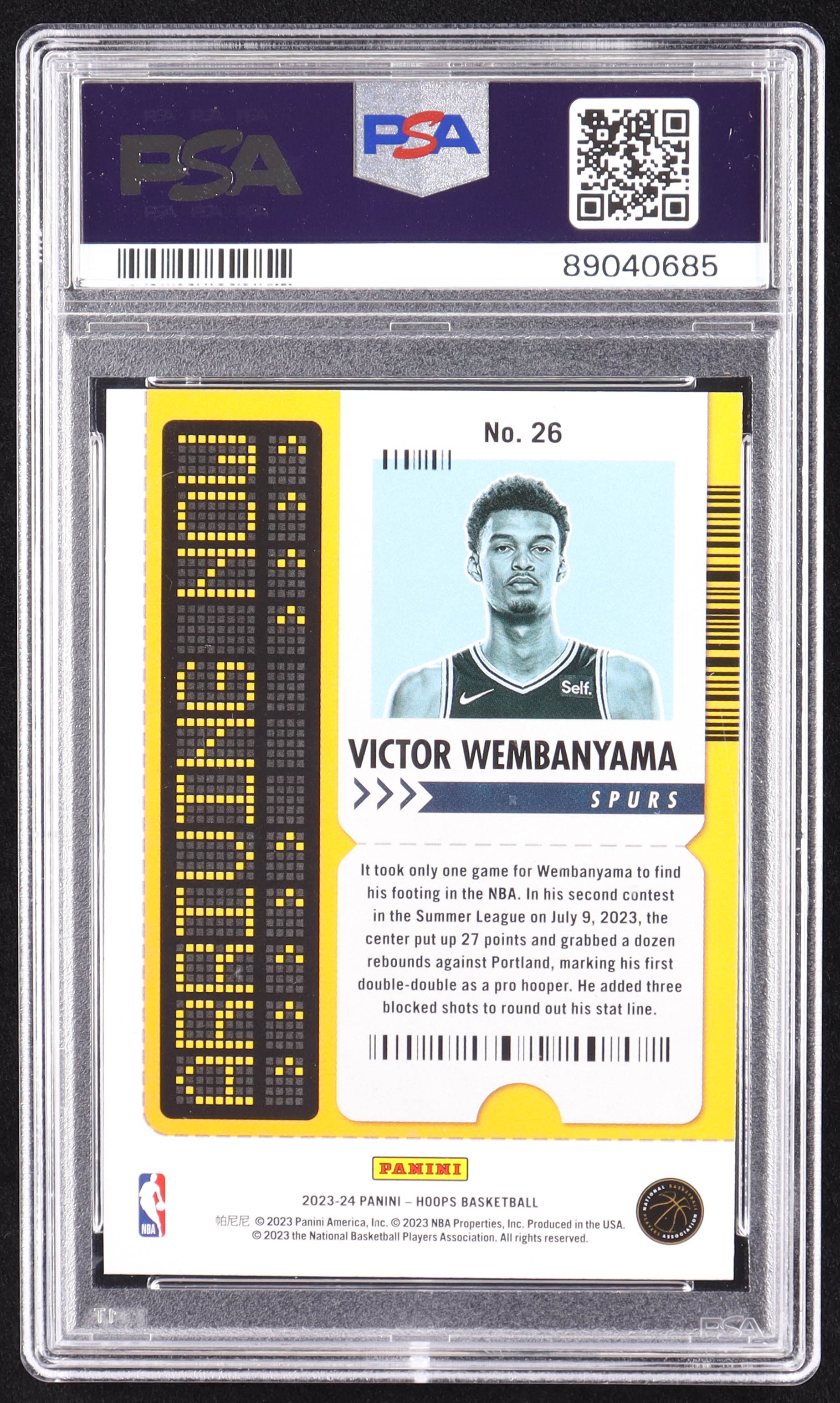 Victor Wembanyama 2023-24 Hoops Arriving Now Winter #26 RC (PSA 9) at PristineAuction.com Victor Wembanyama 2023-24 Hoops Arriving Now Winter #26 RC (PSA 9) at PristineAuction.com