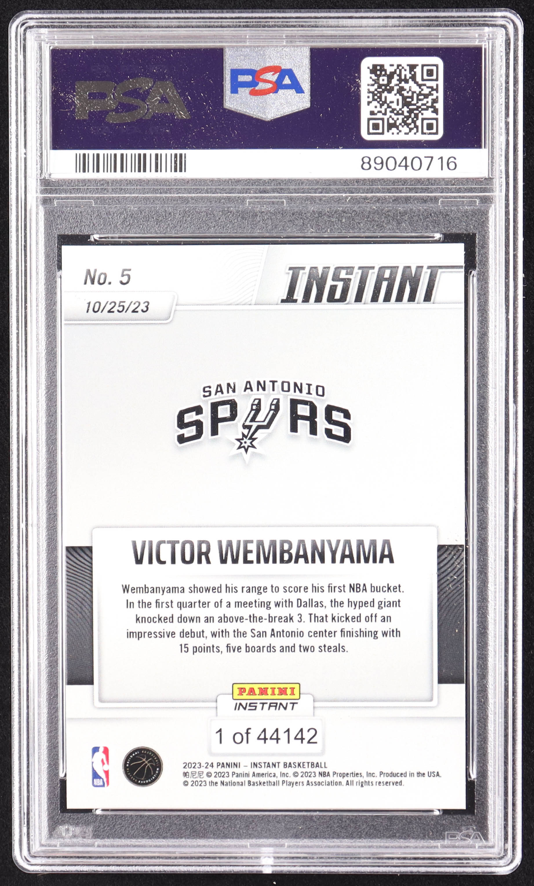 Victor Wembanyama 2023-24 Panini Instant #5 RC (PSA 9) at PristineAuction.com Victor Wembanyama 2023-24 Panini Instant #5 RC (PSA 9) at PristineAuction.com