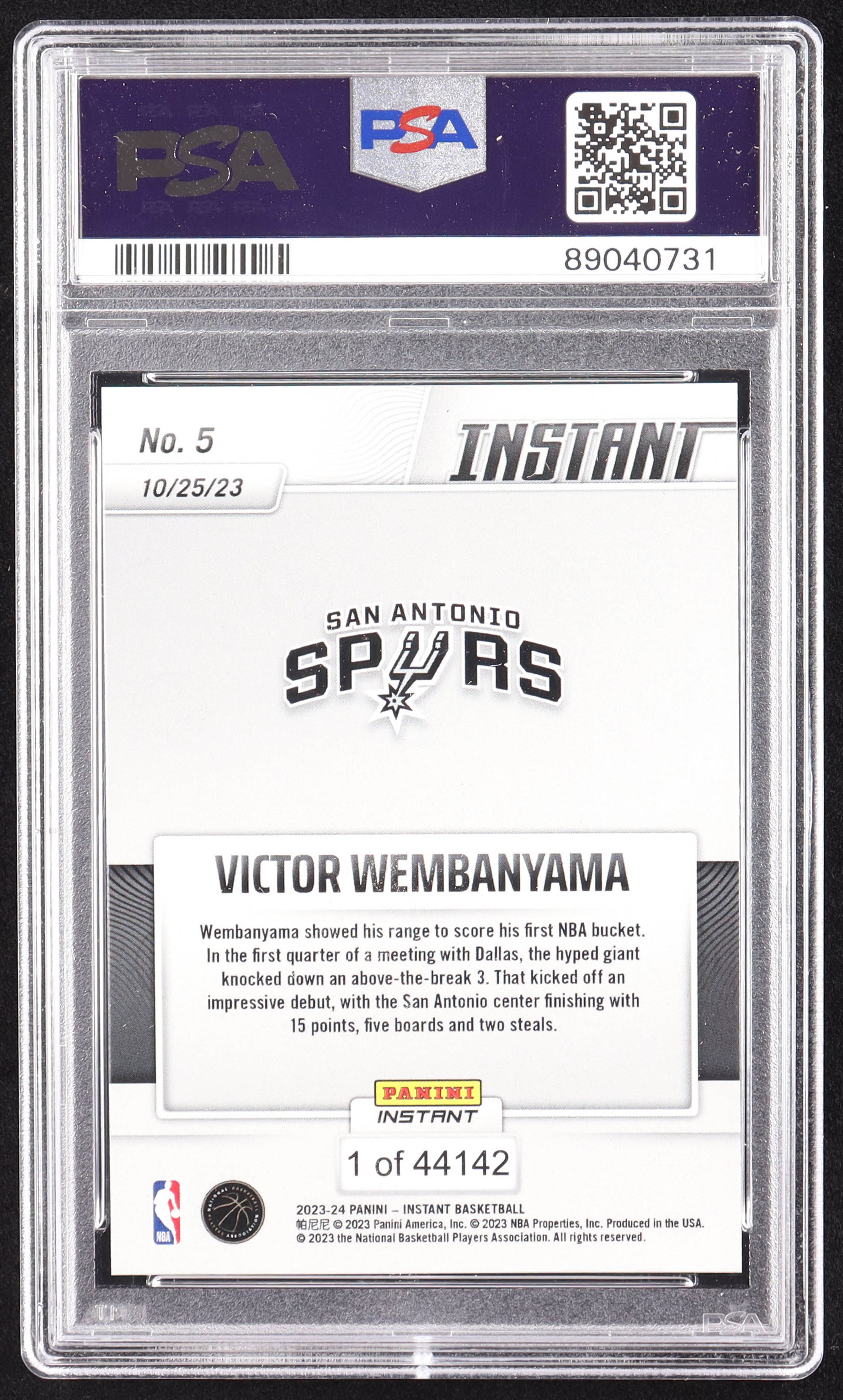 Victor Wembanyama 2023-24 Panini Instant #5 RC (PSA 10) at PristineAuction.com Victor Wembanyama 2023-24 Panini Instant #5 RC (PSA 10) at PristineAuction.com