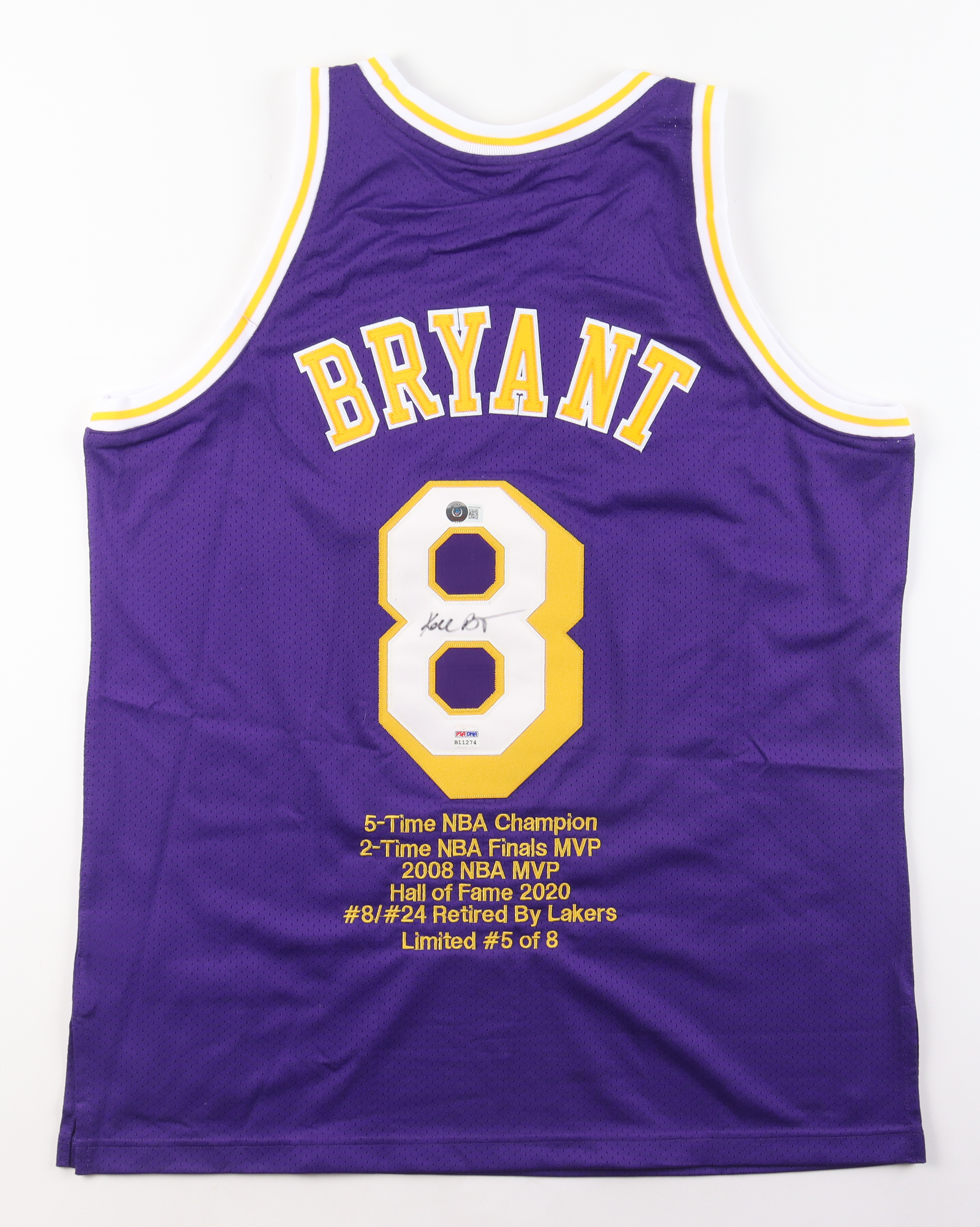 Kobe Bryant Signed LE 1996-97 Lakers Mitchell & Ness Jersey #5/8 (PSA & Beckett) at PristineAuction.com Kobe Bryant Signed LE 1996-97 Lakers Mitchell & Ness Jersey #5/8 (PSA & Beckett) at PristineAuction.com