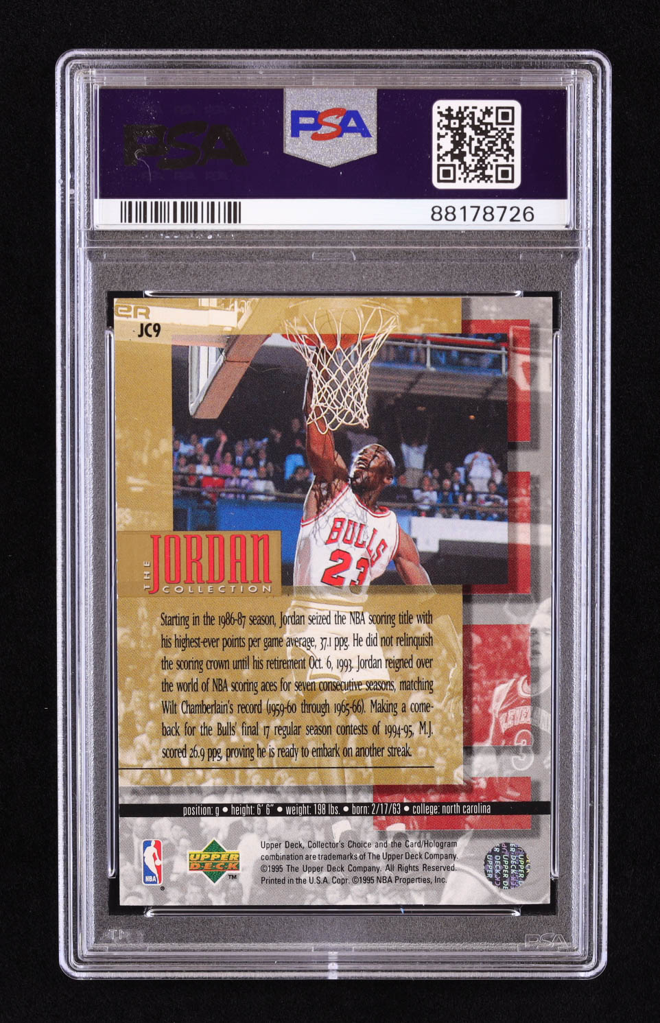 Michael Jordan 1995-96 Collector's Choice Jordan Collection #JC9 7 Consecutive Scoring Titles (PSA 6) at PristineAuction.com Michael Jordan 1995-96 Collector's Choice Jordan Collection #JC9 7 Consecutive Scoring Titles (PSA 6) at PristineAuction.com