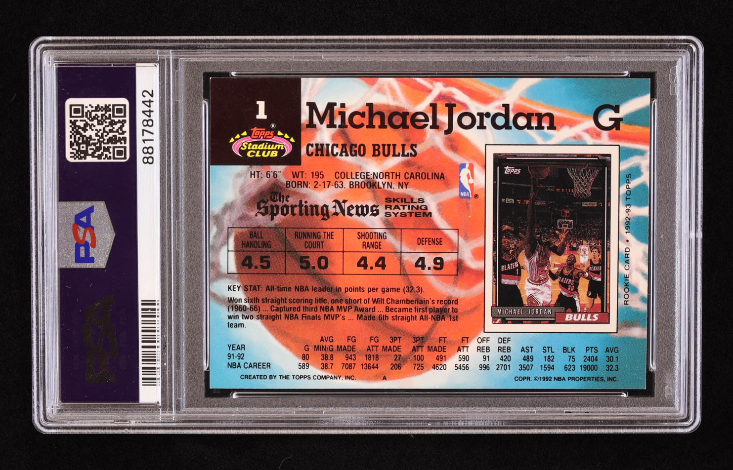 Michael Jordan 1992-93 Stadium Club #1 (PSA 5) at PristineAuction.com Michael Jordan 1992-93 Stadium Club #1 (PSA 5) at PristineAuction.com