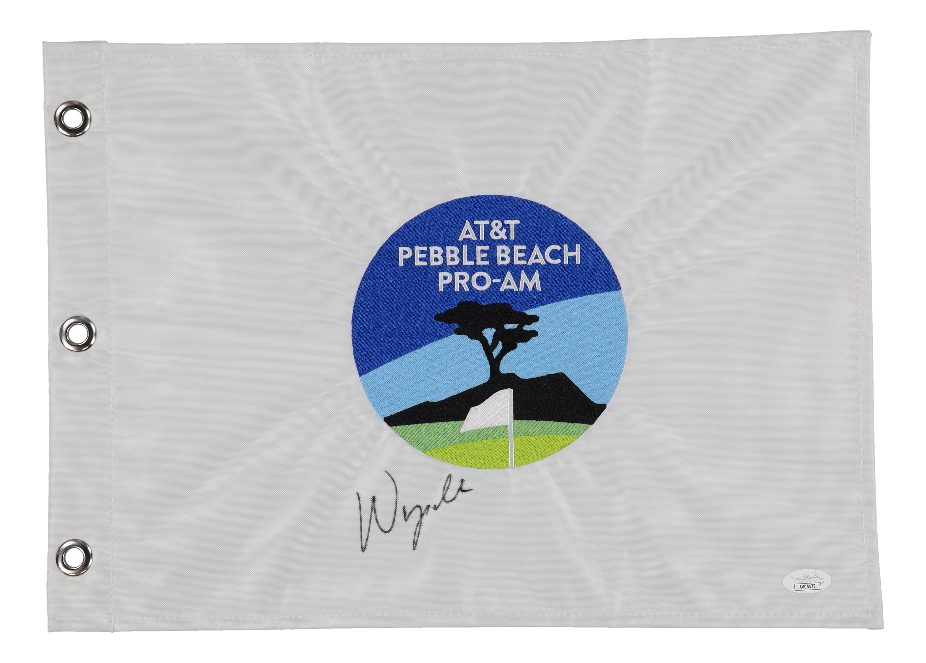 Wyndham Clark Signed AT&T Pebble Beach Pro-Am Pin Flag (JSA) at PristineAuction.com Wyndham Clark Signed AT&T Pebble Beach Pro-Am Pin Flag (JSA) at PristineAuction.com