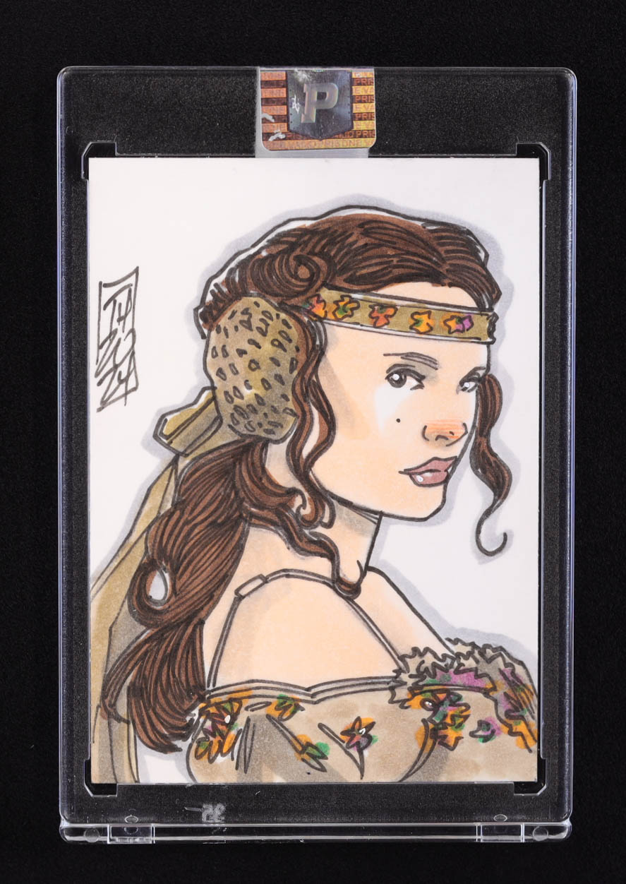 Padme Amidala | Star Wars | Original Art Sketch Card by Tom Hodges (1/1 Original Art) at PristineAuction.com Padme Amidala | Star Wars | Original Art Sketch Card by Tom Hodges (1/1 Original Art) at PristineAuction.com