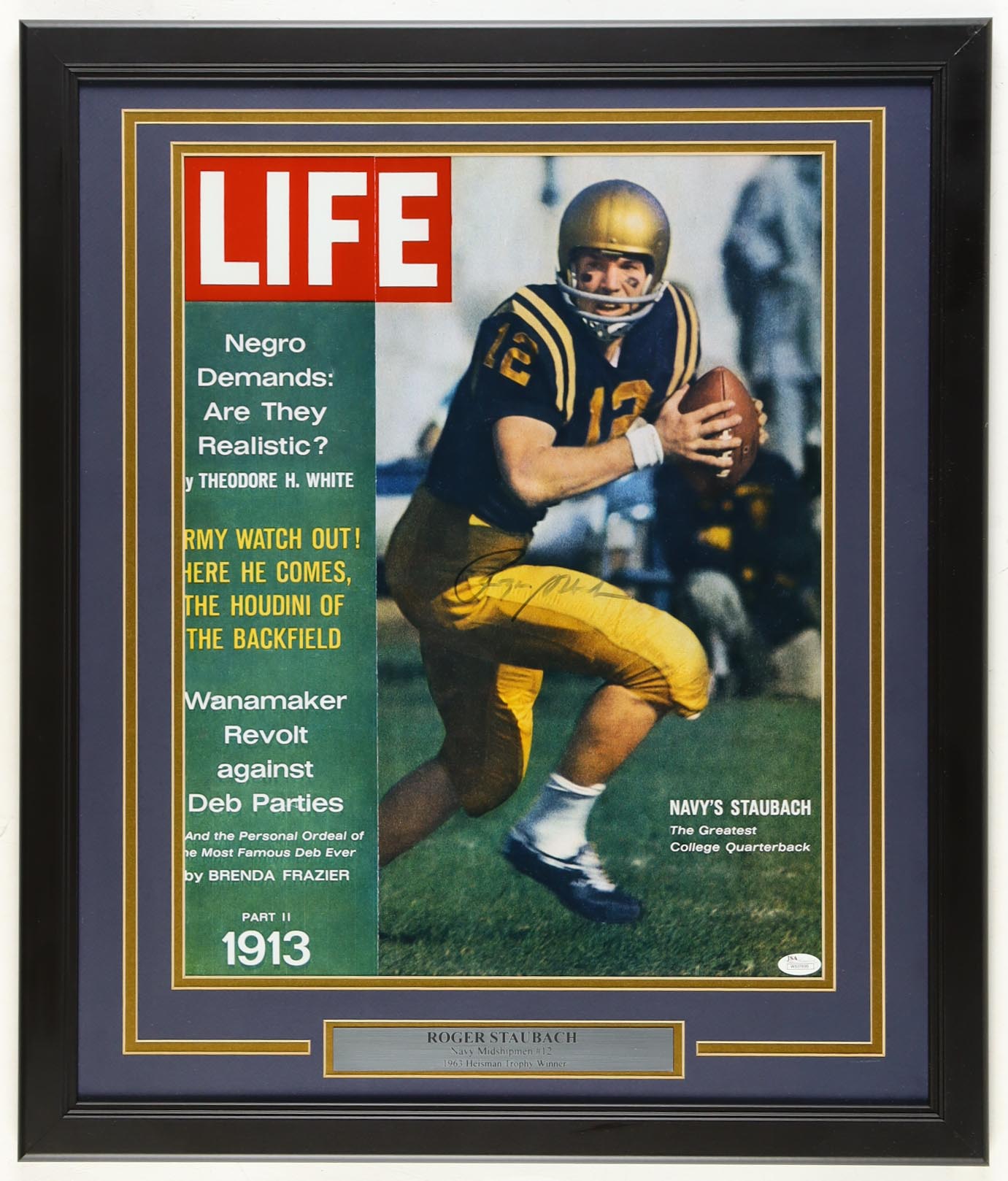 Roger Staubach Signed "Life Magazine" Navy Midshipmen Custom Framed Photo Display (JSA) at PristineAuction.com Roger Staubach Signed "Life Magazine" Navy Midshipmen Custom Framed Photo Display (JSA) at PristineAuction.com