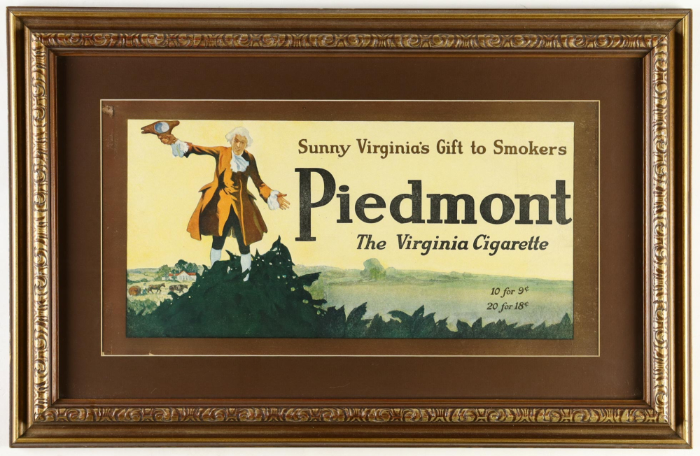 Vintage Piedmont Custom Framed Sign Pristine Auction