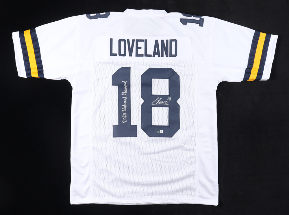 Colston Loveland Signed Jersey Inscribed "2023 National Champs!" (Beckett) at PristineAuction.com Colston Loveland Signed Jersey Inscribed "2023 National Champs!" (Beckett) at PristineAuction.com