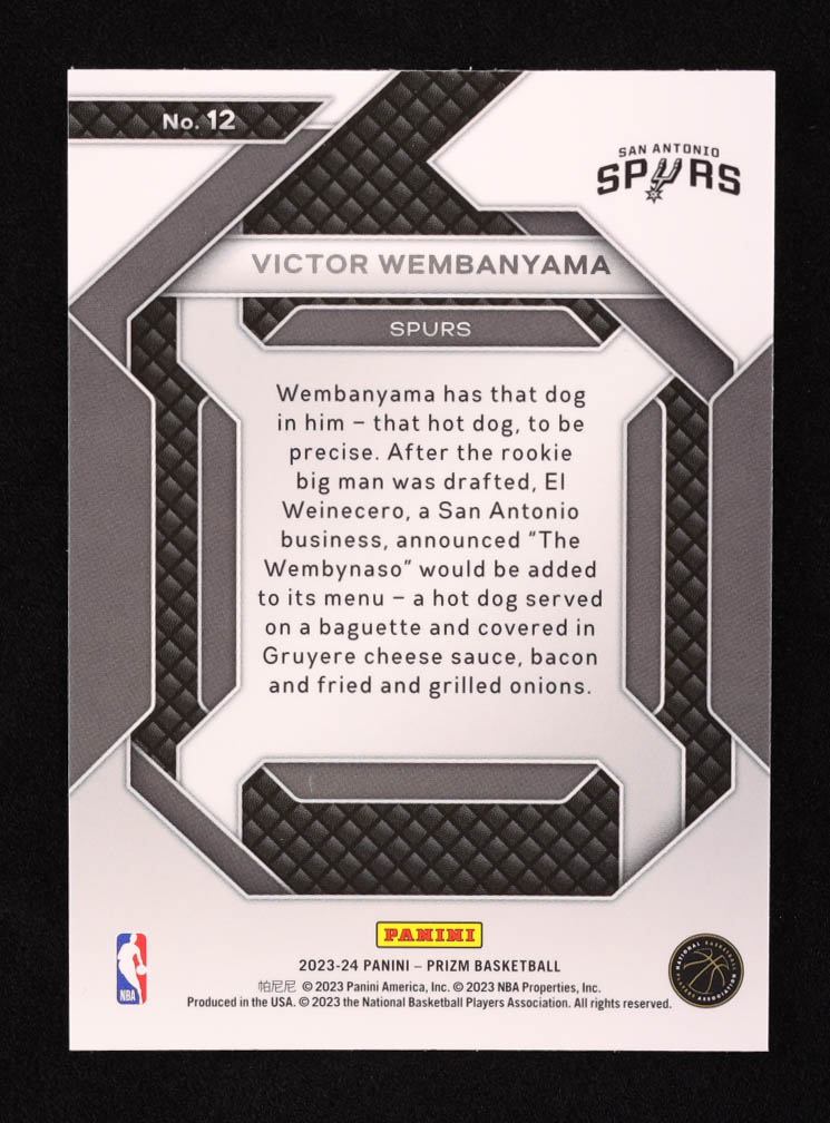 Victor Wembanyama 2023-24 Panini Prizm Emergent #12 RC at PristineAuction.com Victor Wembanyama 2023-24 Panini Prizm Emergent #12 RC at PristineAuction.com