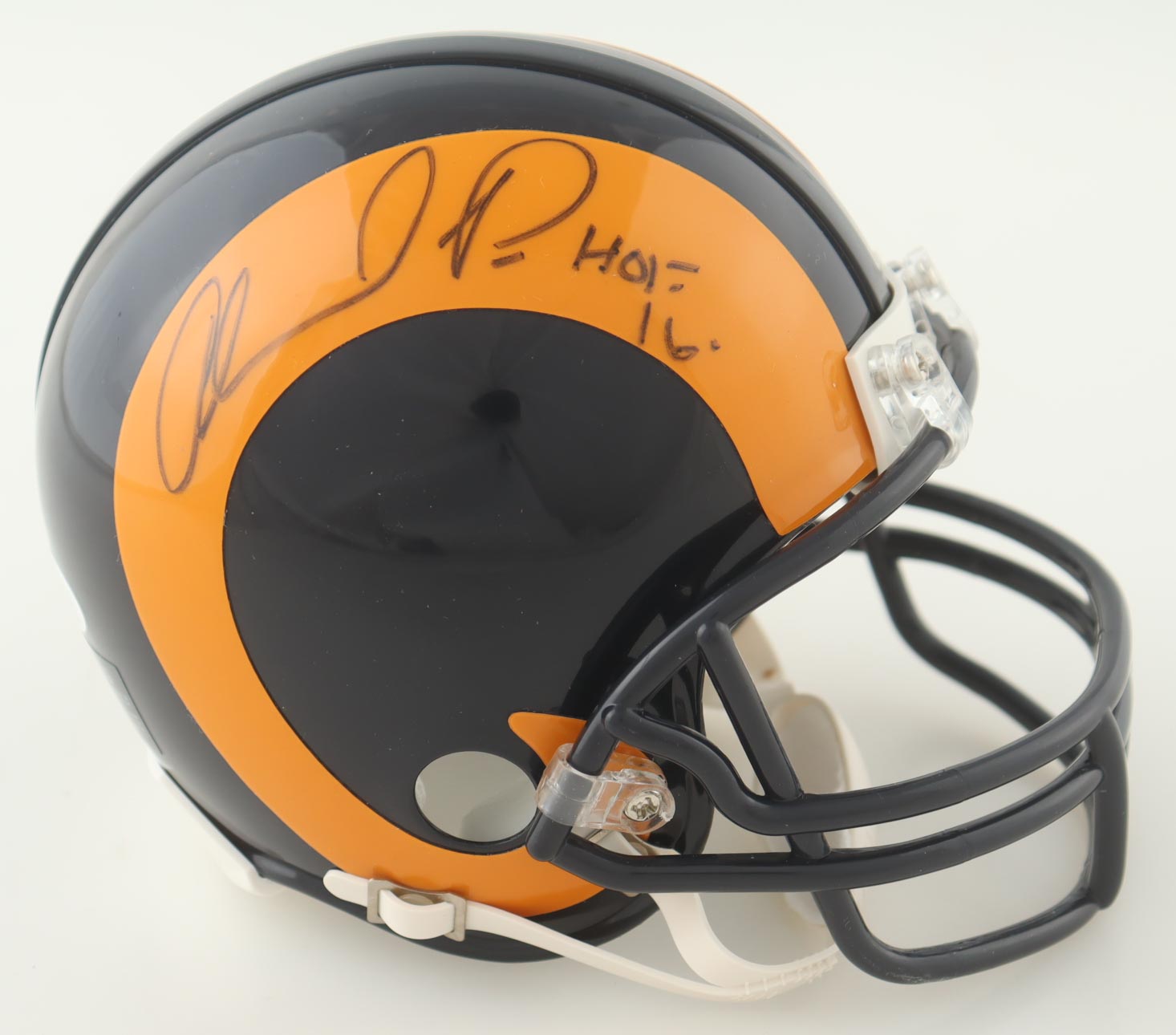 Orlando Pace Signed Rams Throwback Mini Helmet Inscribed "HOF 16" (JSA) at PristineAuction.com Orlando Pace Signed Rams Throwback Mini Helmet Inscribed "HOF 16" (JSA) at PristineAuction.com