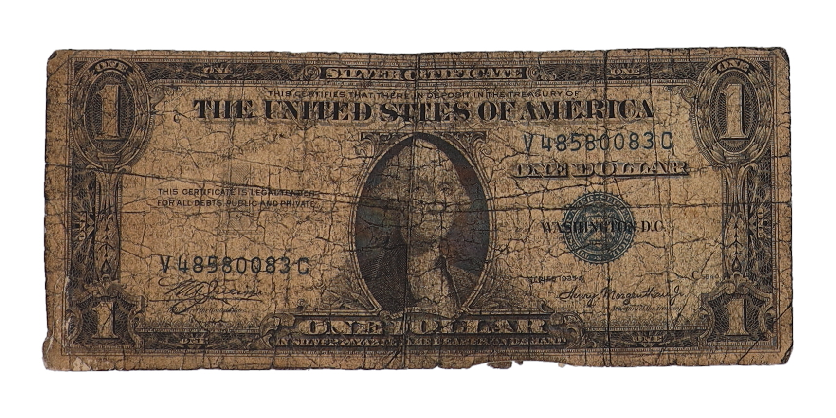 1935-A U.S. $1 One Dollar Silver Certificate - Blue Seal at PristineAuction.com 1935-A U.S. $1 One Dollar Silver Certificate - Blue Seal at PristineAuction.com