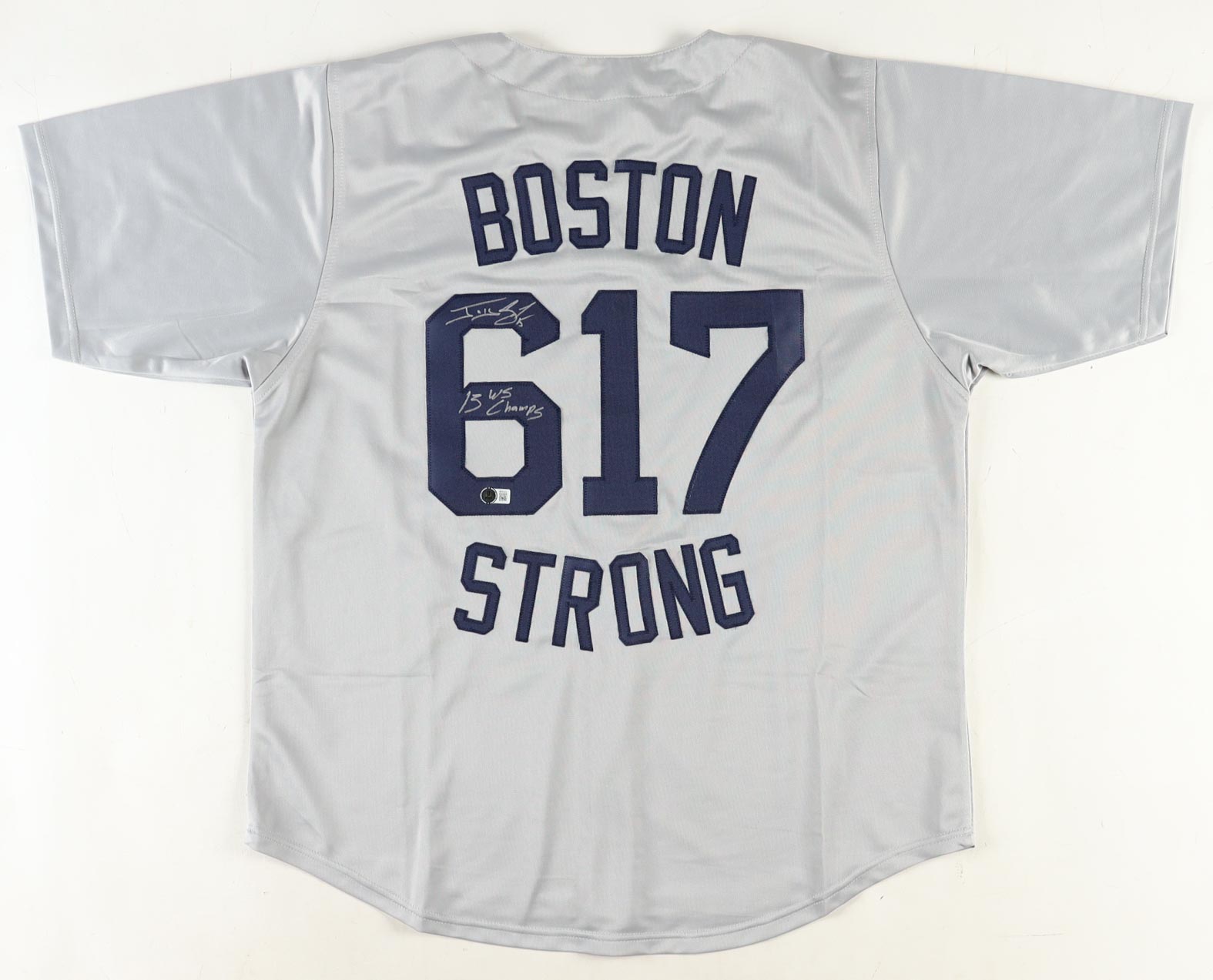 Jonny Gomes Signed Boston Strong Jersey Inscribed "13 WS Champs" (Beckett) at PristineAuction.com Jonny Gomes Signed Boston Strong Jersey Inscribed "13 WS Champs" (Beckett) at PristineAuction.com