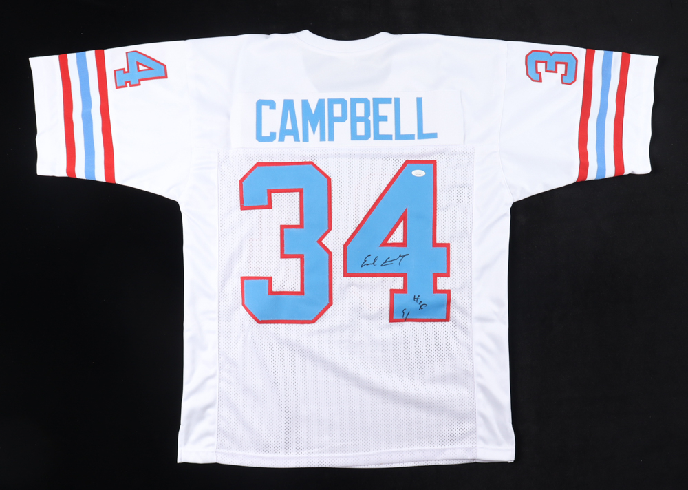 Earl Campbell Signed Jersey Inscribed "HOF 91" (JSA) at PristineAuction.com Earl Campbell Signed Jersey Inscribed "HOF 91" (JSA) at PristineAuction.com