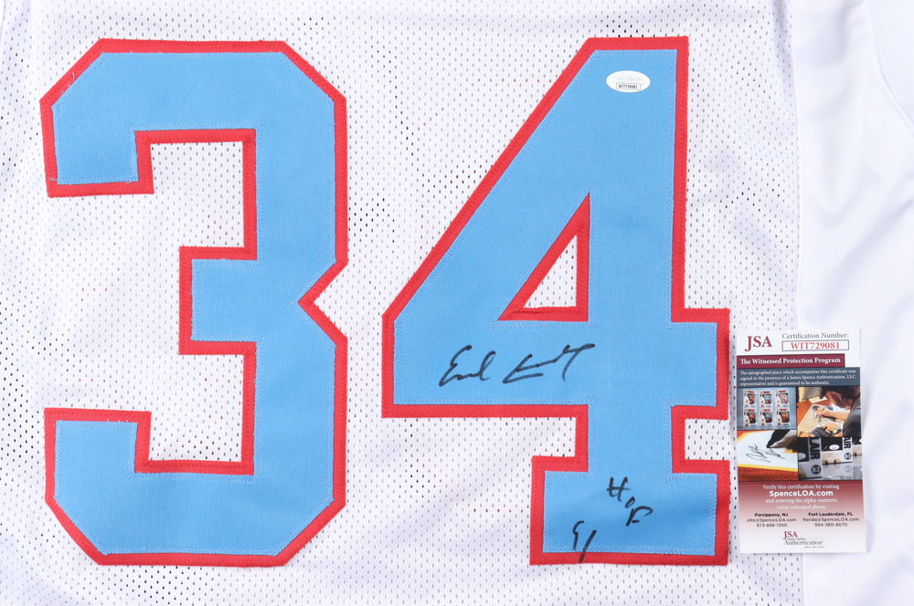 Earl Campbell Signed Jersey Inscribed "HOF 91" (JSA) at PristineAuction.com Earl Campbell Signed Jersey Inscribed "HOF 91" (JSA) at PristineAuction.com