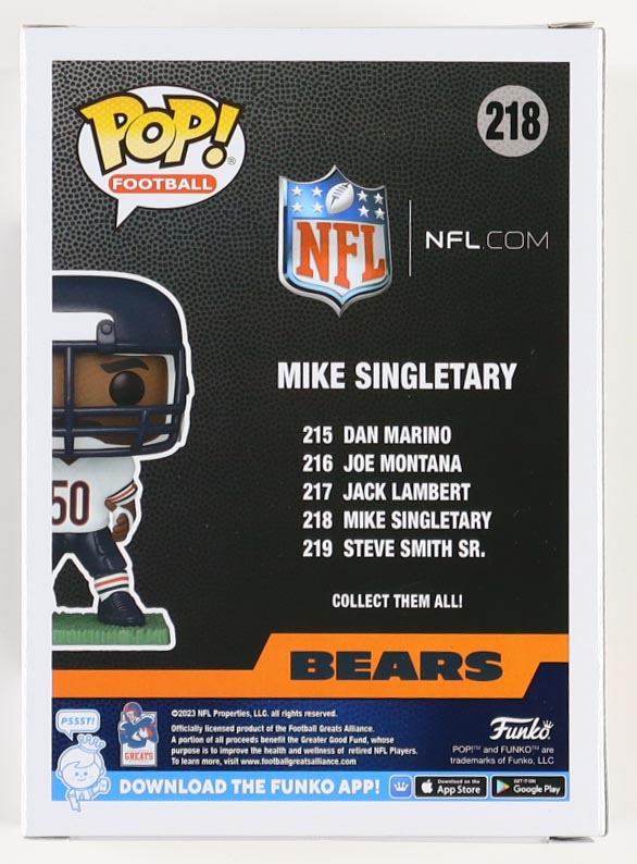 Mike Singletary Signed Bears #218 Funko Pop! Vinyl Figure Inscribed "HOF 98" (Beckett) at PristineAuction.com Mike Singletary Signed Bears #218 Funko Pop! Vinyl Figure Inscribed "HOF 98" (Beckett) at PristineAuction.com