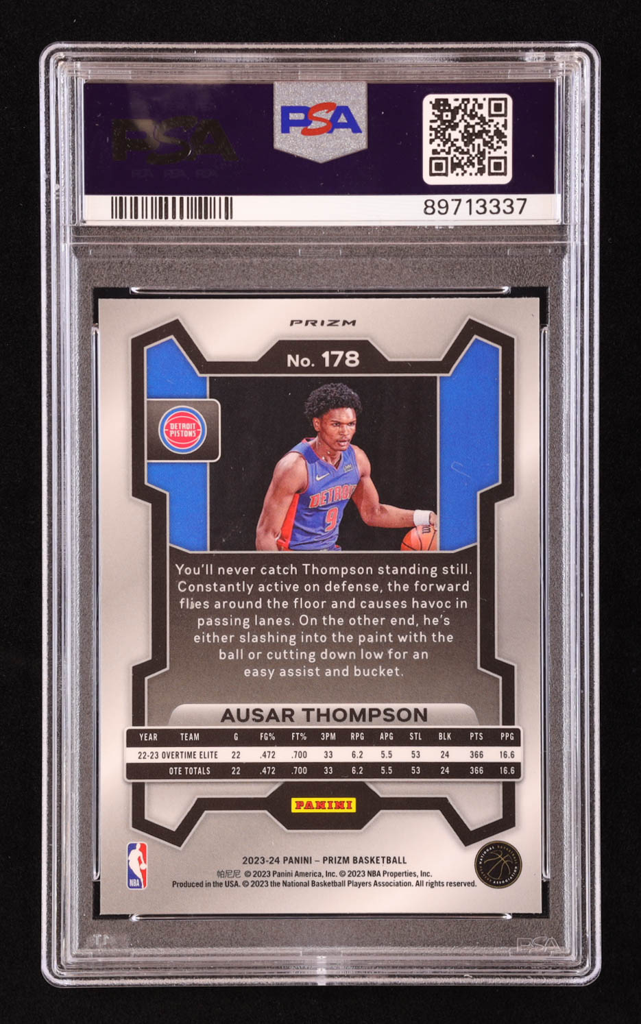 Ausar Thompson 2023-24 Panini Prizm Prizms Silver #178 RC (PSA 10) at PristineAuction.com Ausar Thompson 2023-24 Panini Prizm Prizms Silver #178 RC (PSA 10) at PristineAuction.com