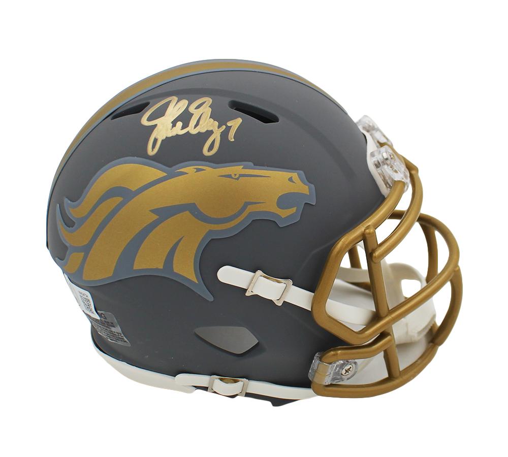 John Elway Signed Broncos Slate Alternate Speed Mini Helmet (Beckett) at PristineAuction.com John Elway Signed Broncos Slate Alternate Speed Mini Helmet (Beckett) at PristineAuction.com