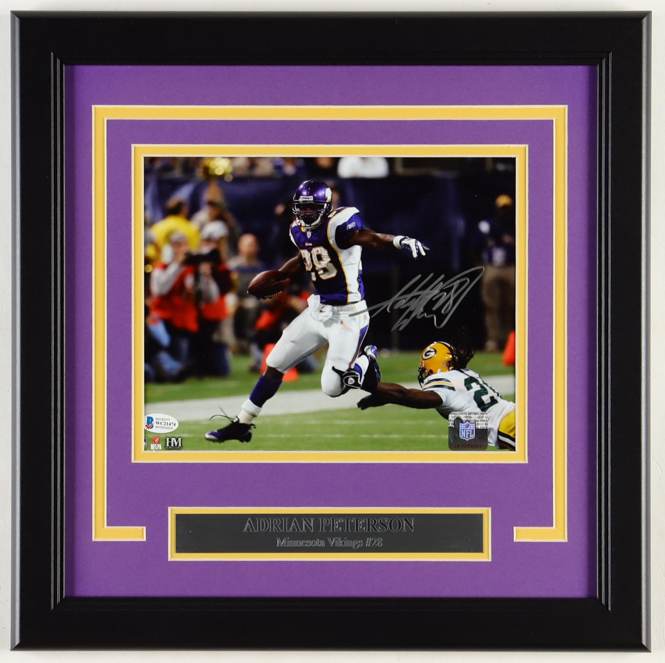 Adrian Peterson Signed Vikings Custom Framed Photo Display (Beckett) at PristineAuction.com Adrian Peterson Signed Vikings Custom Framed Photo Display (Beckett) at PristineAuction.com