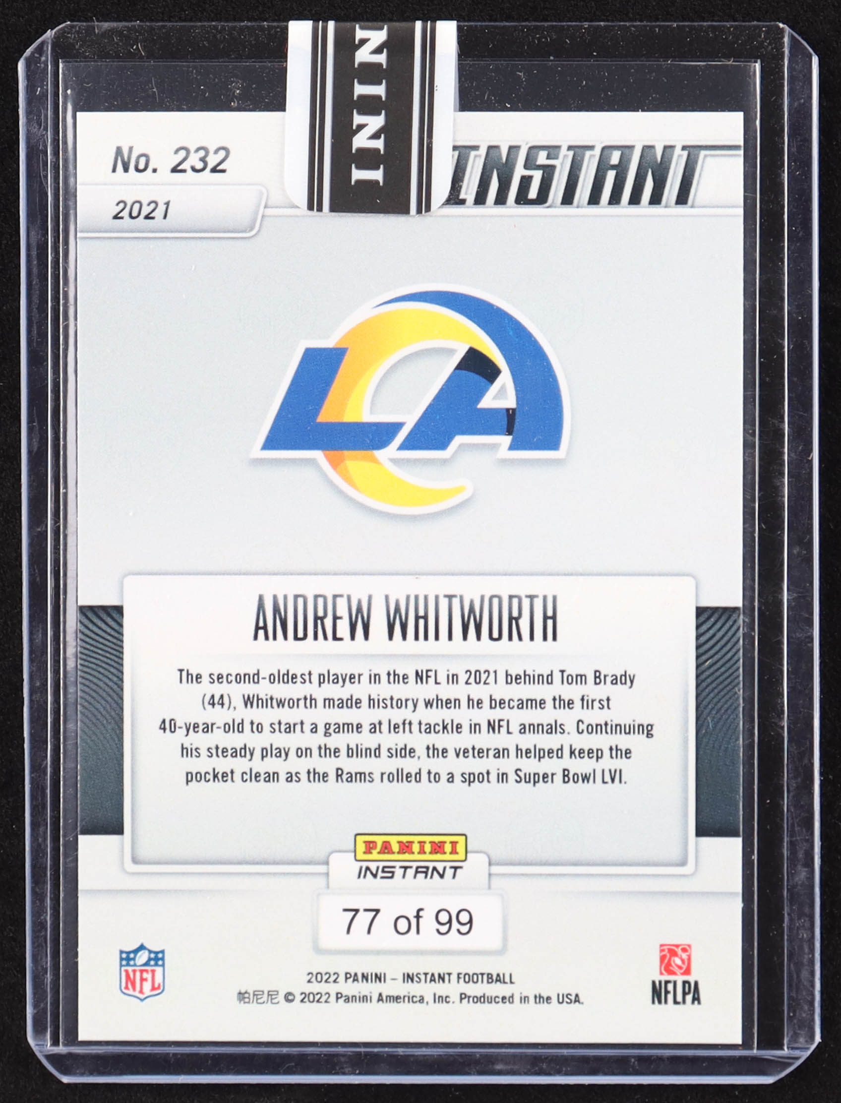 Andrew Whitworth 2022 Panini Instant #232 at PristineAuction.com Andrew Whitworth 2022 Panini Instant #232 at PristineAuction.com