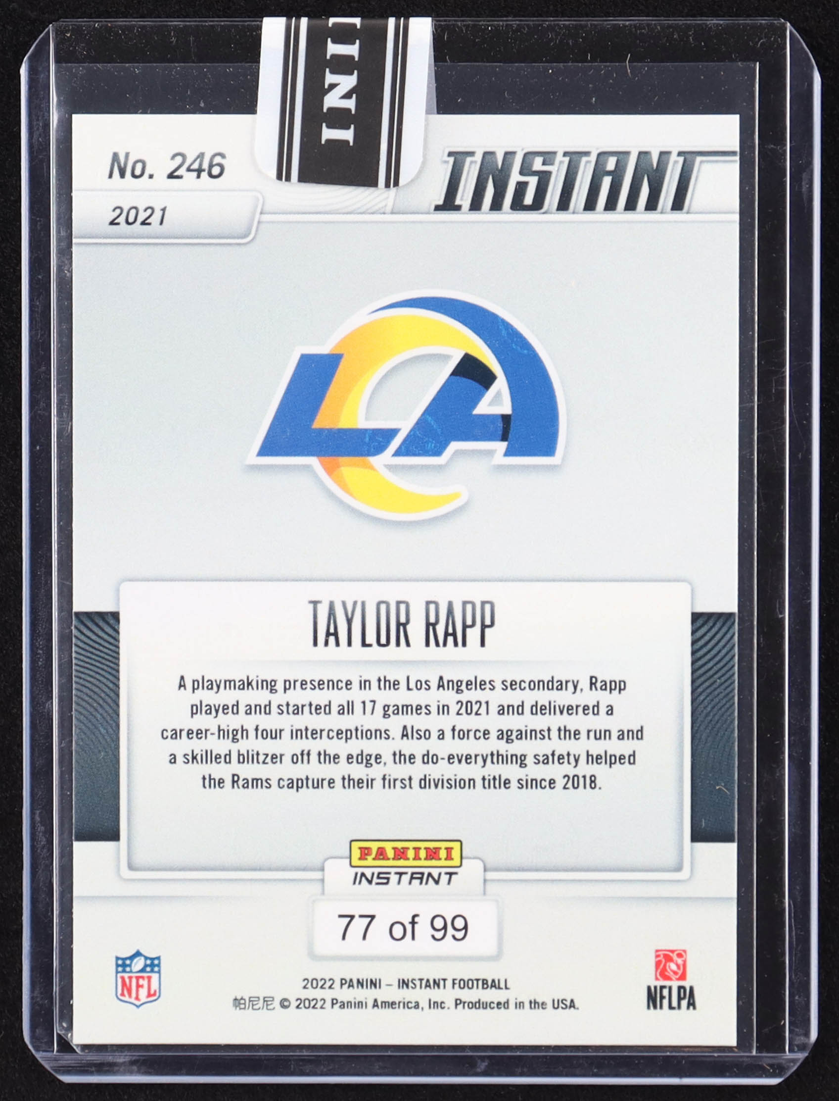 Taylor Rapp 2022 Panini Instant #246 at PristineAuction.com Taylor Rapp 2022 Panini Instant #246 at PristineAuction.com