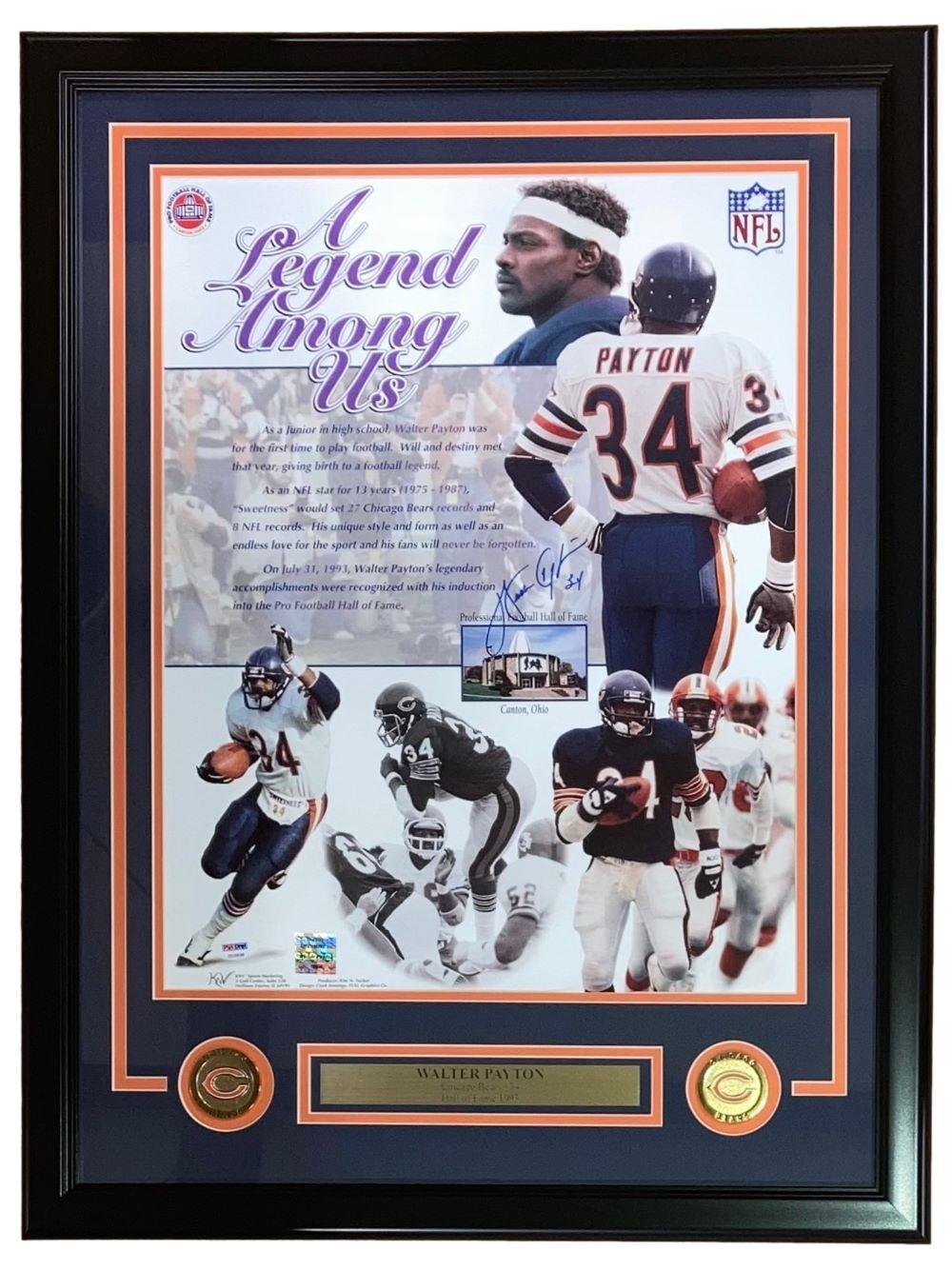 Walter Payton Signed Bears Custom Framed Photo Display (PSA) at PristineAuction.com Walter Payton Signed Bears Custom Framed Photo Display (PSA) at PristineAuction.com