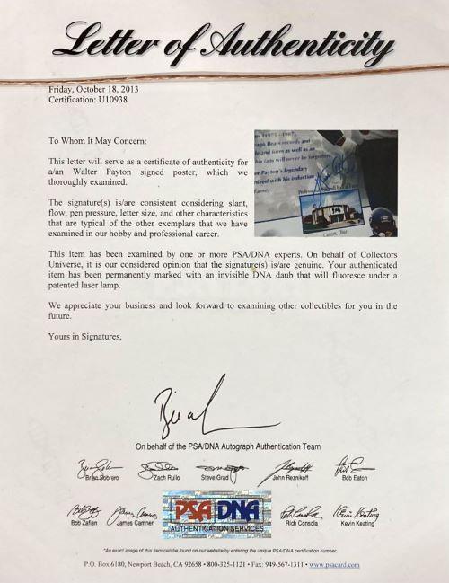 Walter Payton Signed Bears Custom Framed Photo Display (PSA) at PristineAuction.com Walter Payton Signed Bears Custom Framed Photo Display (PSA) at PristineAuction.com