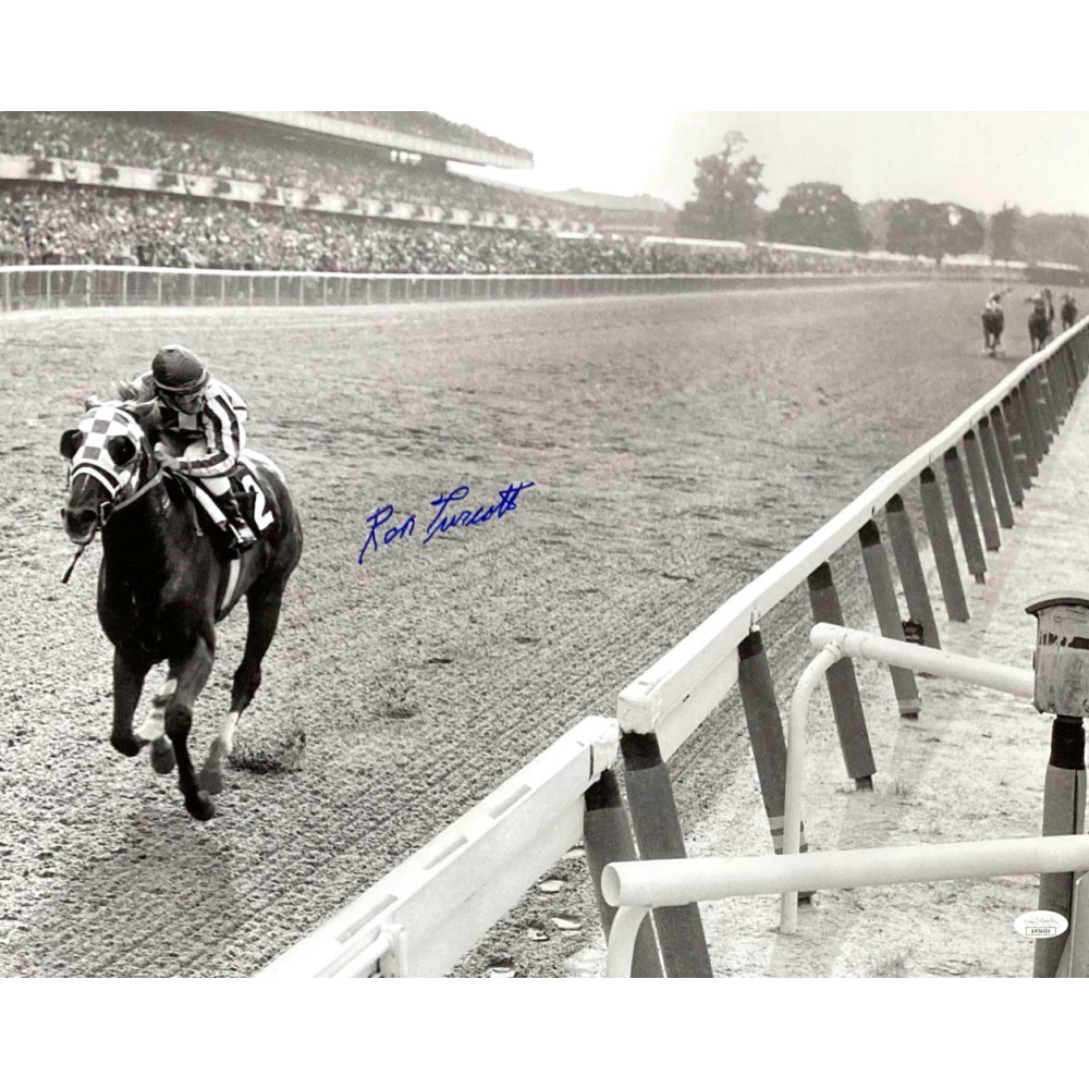 thumbnail image 2 of Own A Piece Of Horse Racing History! This Is An Original 8x10 Photo Of Secretariat And Ron Turcotte Taking 'The Leap' At The 1973 Preakness Stakes. A Must-have For Any Racing Fan. 2 of 4