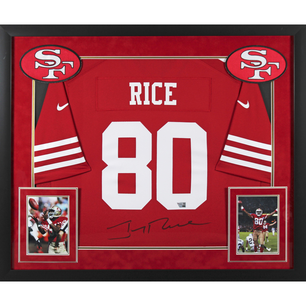 Jerry Rice Signed 49ers Custom Framed Jersey Fanatics Pristine Auction 