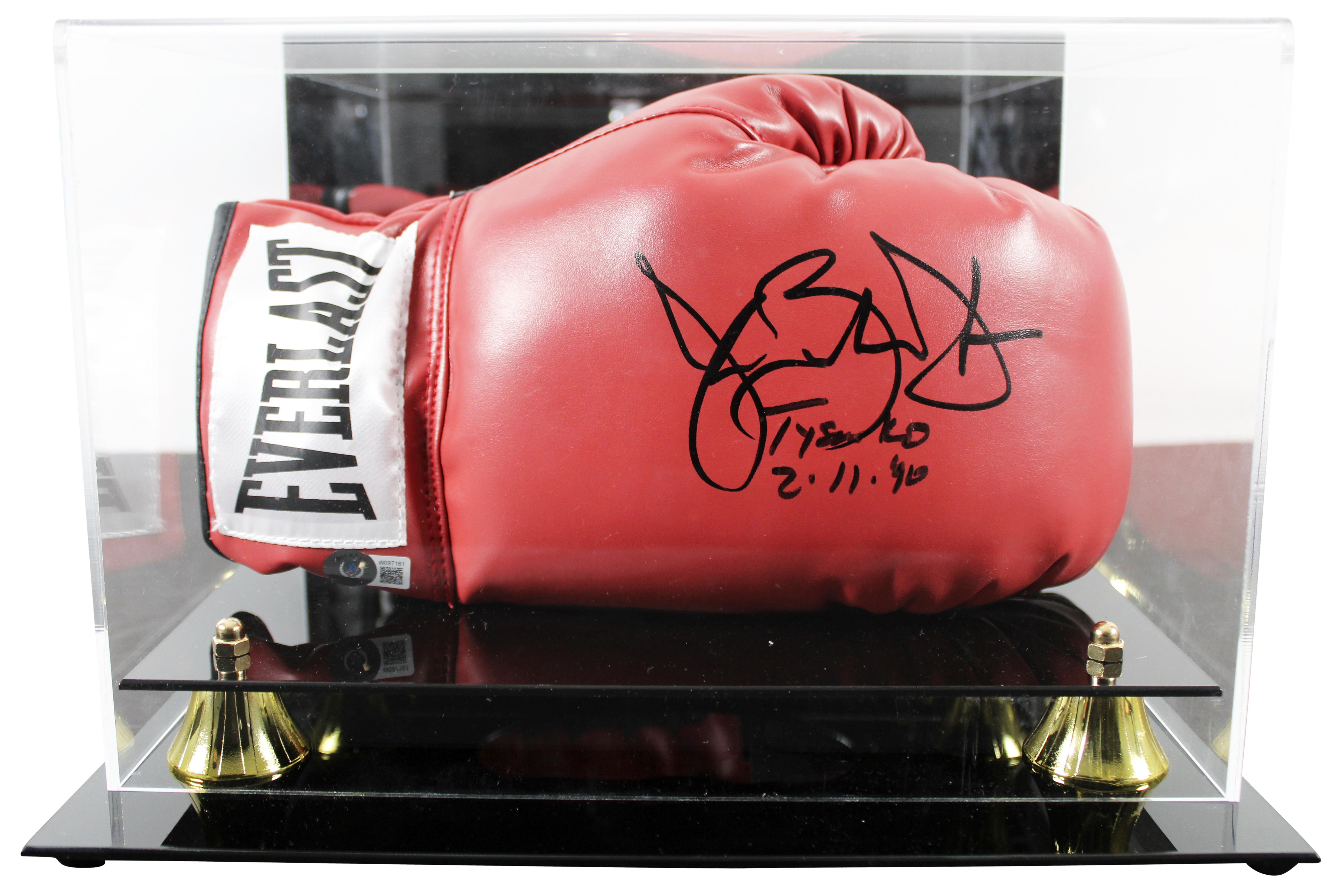 Buster Douglas Signed Everlast Boxing Glove Inscribed "Tyson KO 2-11-90" with Display Case (Beckett) at PristineAuction.com Buster Douglas Signed Everlast Boxing Glove Inscribed "Tyson KO 2-11-90" with Display Case (Beckett) at PristineAuction.com