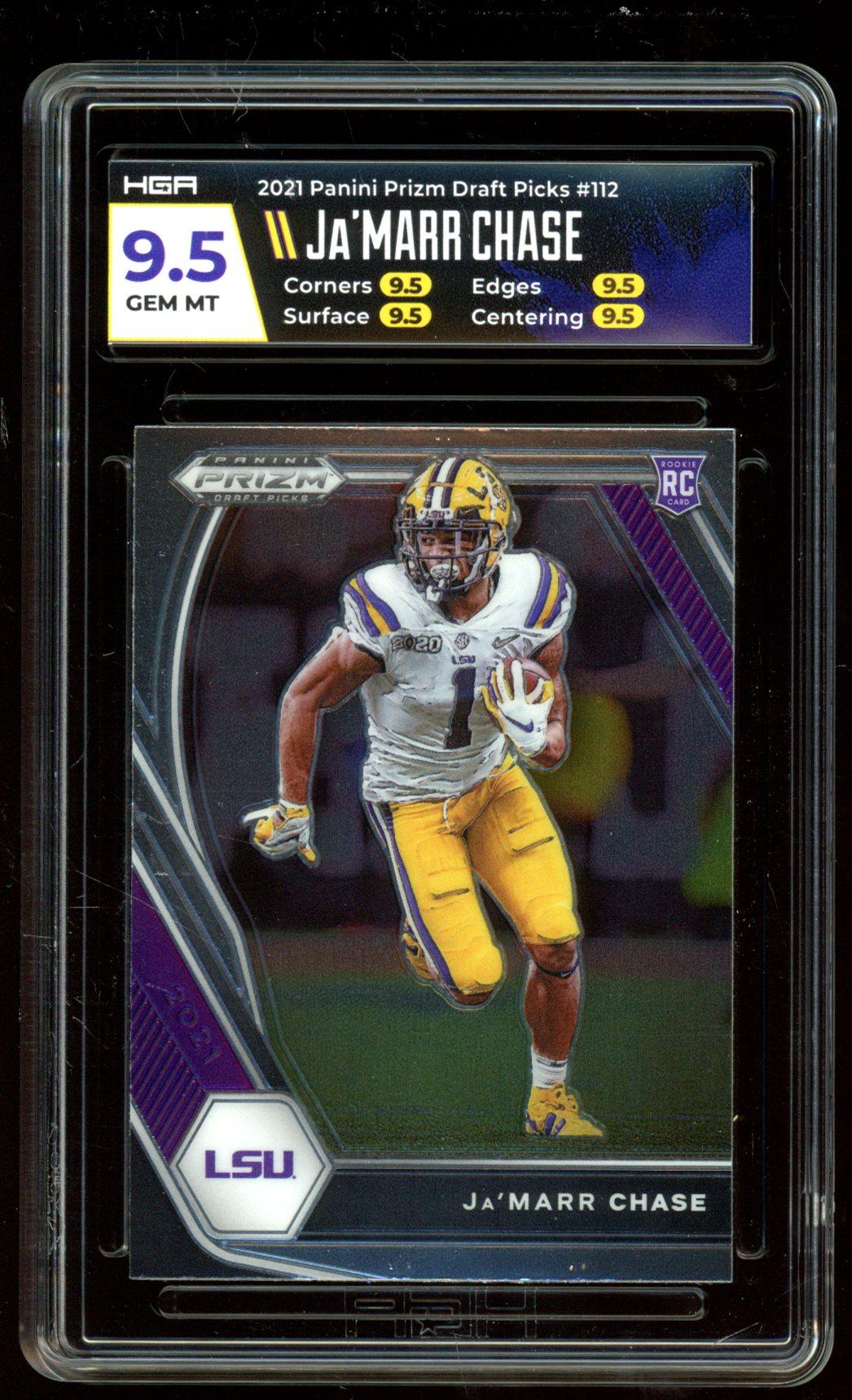 Ja'Marr Chase 2021 Panini Prizm Draft Picks #112 RC (HGA 9.5) at PristineAuction.com Ja'Marr Chase 2021 Panini Prizm Draft Picks #112 RC (HGA 9.5) at PristineAuction.com